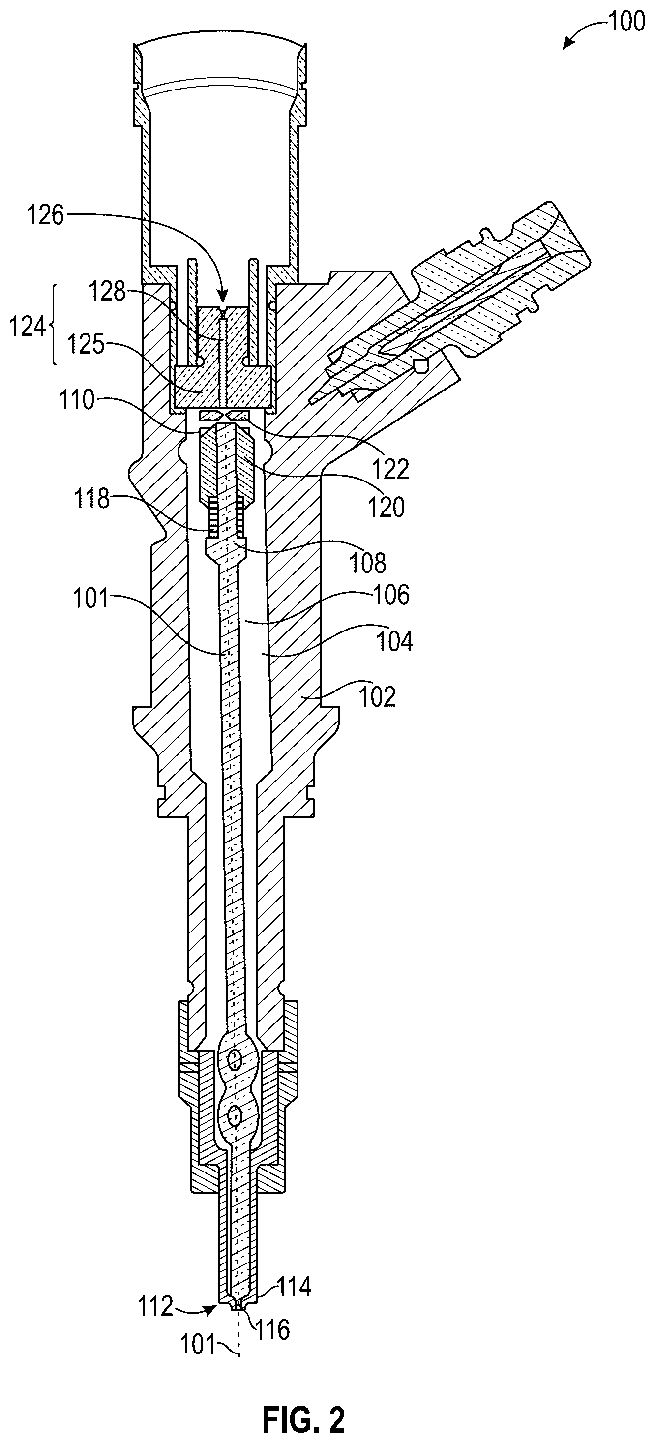Patent US12326128 Figure 2 – Fuel injector, needle seal, and fuel injector system