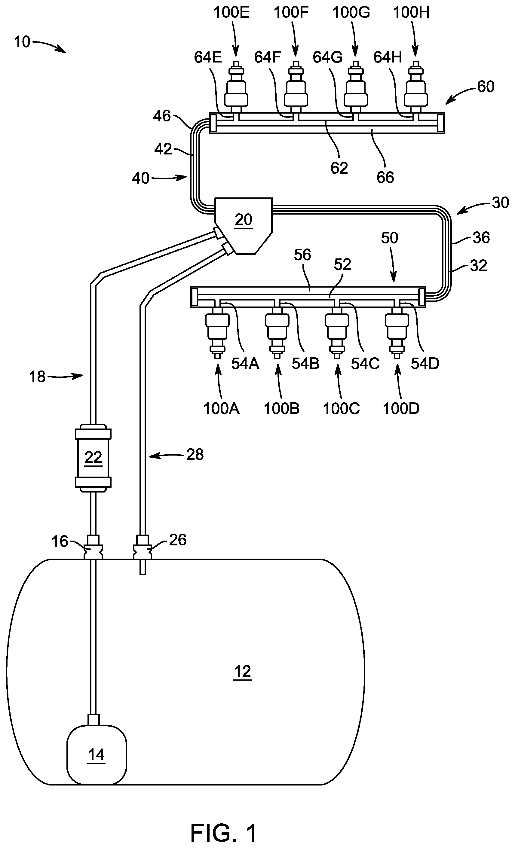 Patent US12326130 Figure 1 – Fluid injector with flat sealing surface