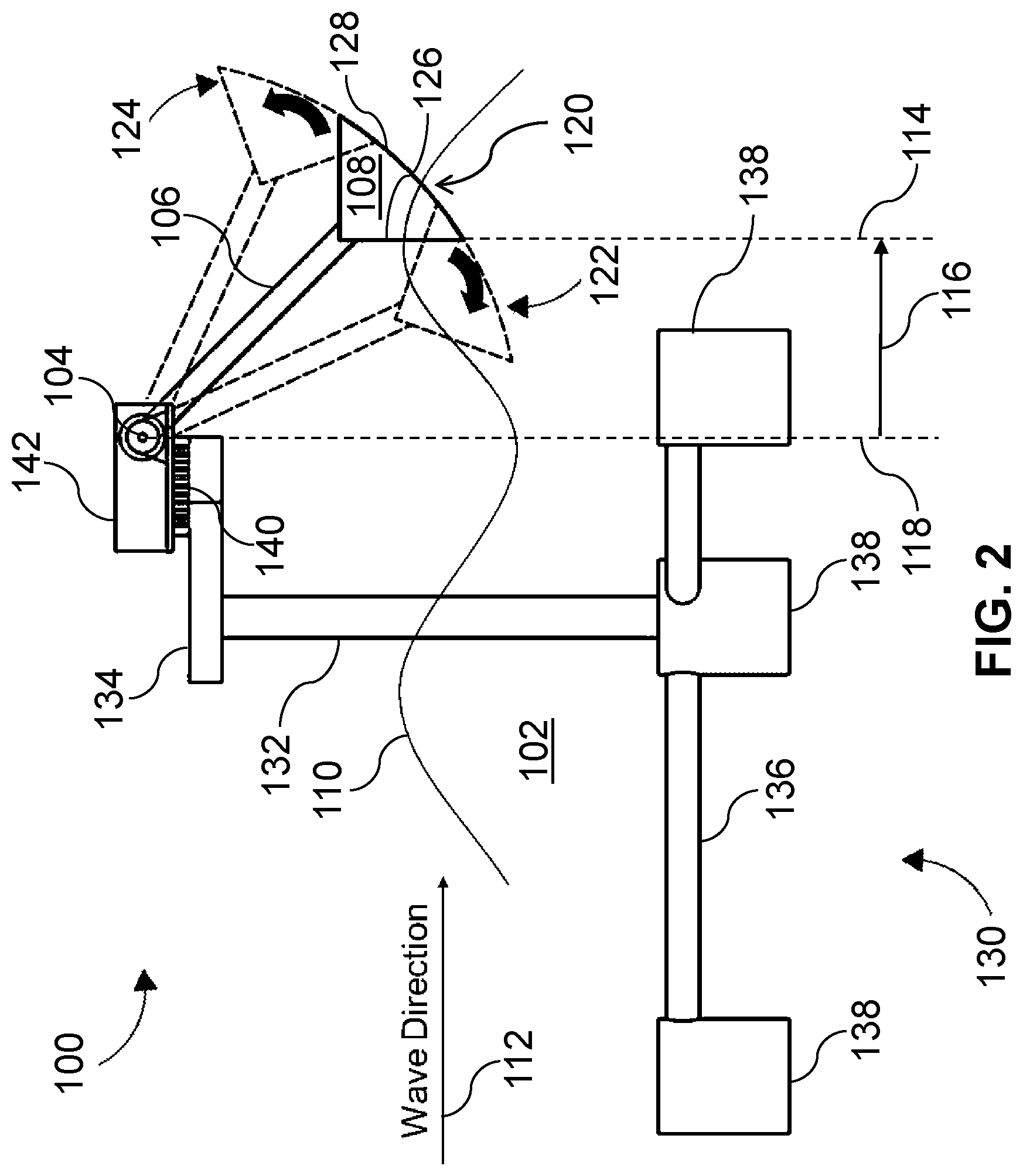 Patent US12326132 Figure 2 – Wave energy capturing device