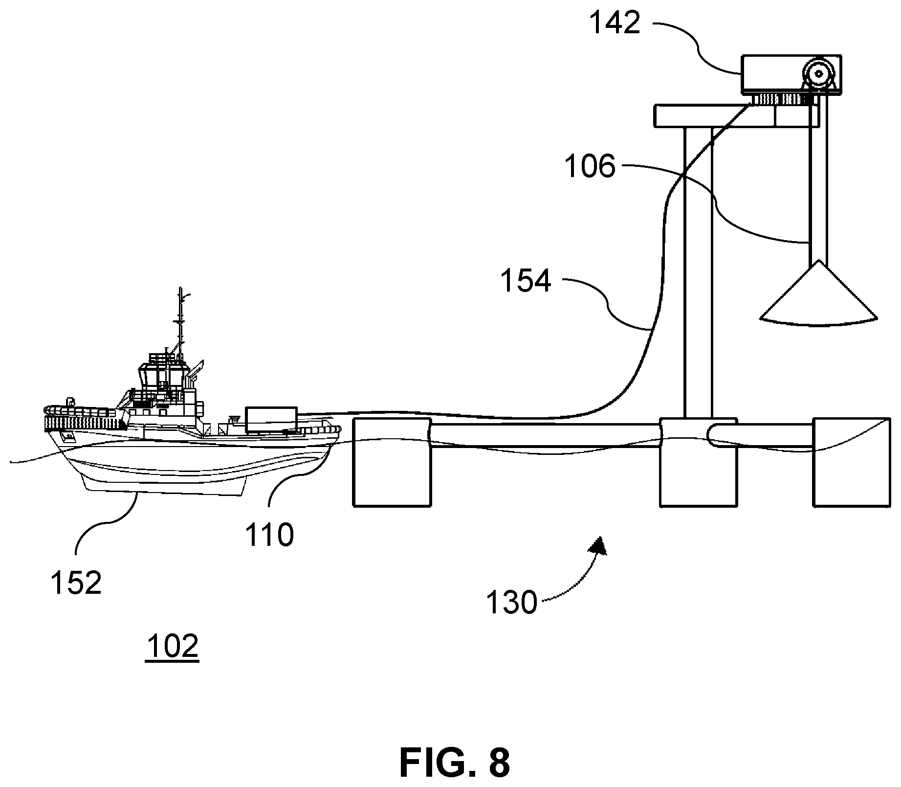 Patent US12326132 Figure 8 – Wave energy capturing device