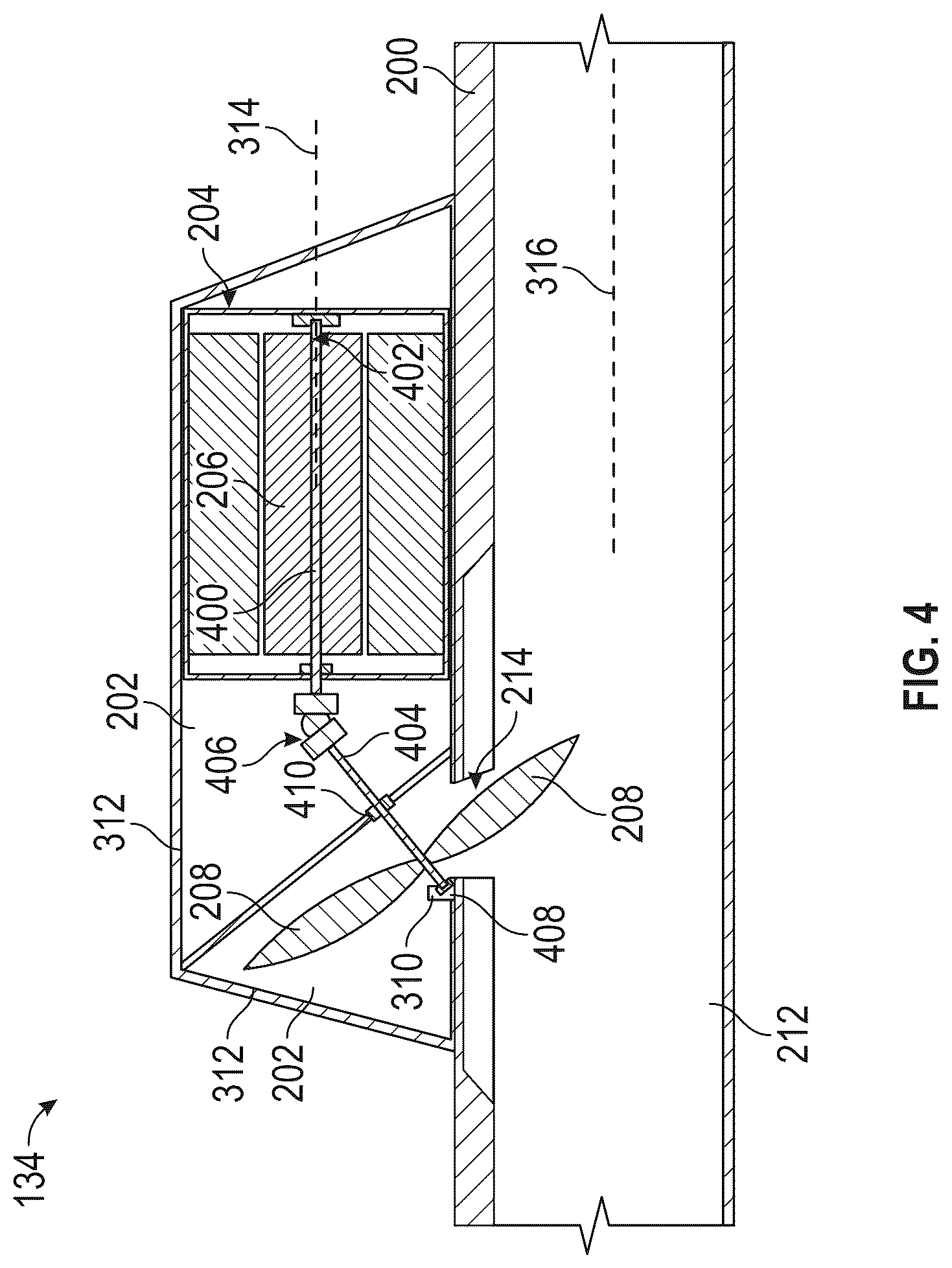 Patent US12326134 Figure 4 – Flexible turbine for power generation in straight pipe
