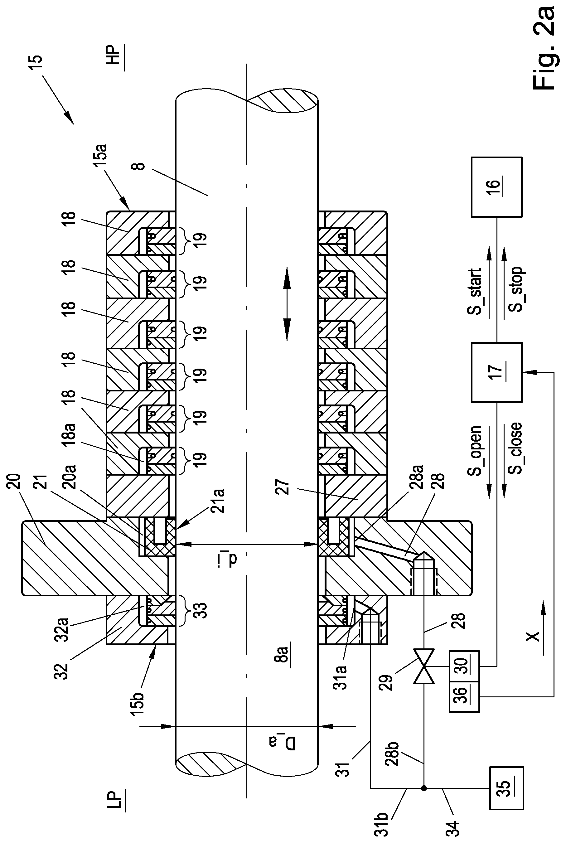 Patent US12326140 Figure 2 – Sealing device for a piston rod of a reciprocating compressor