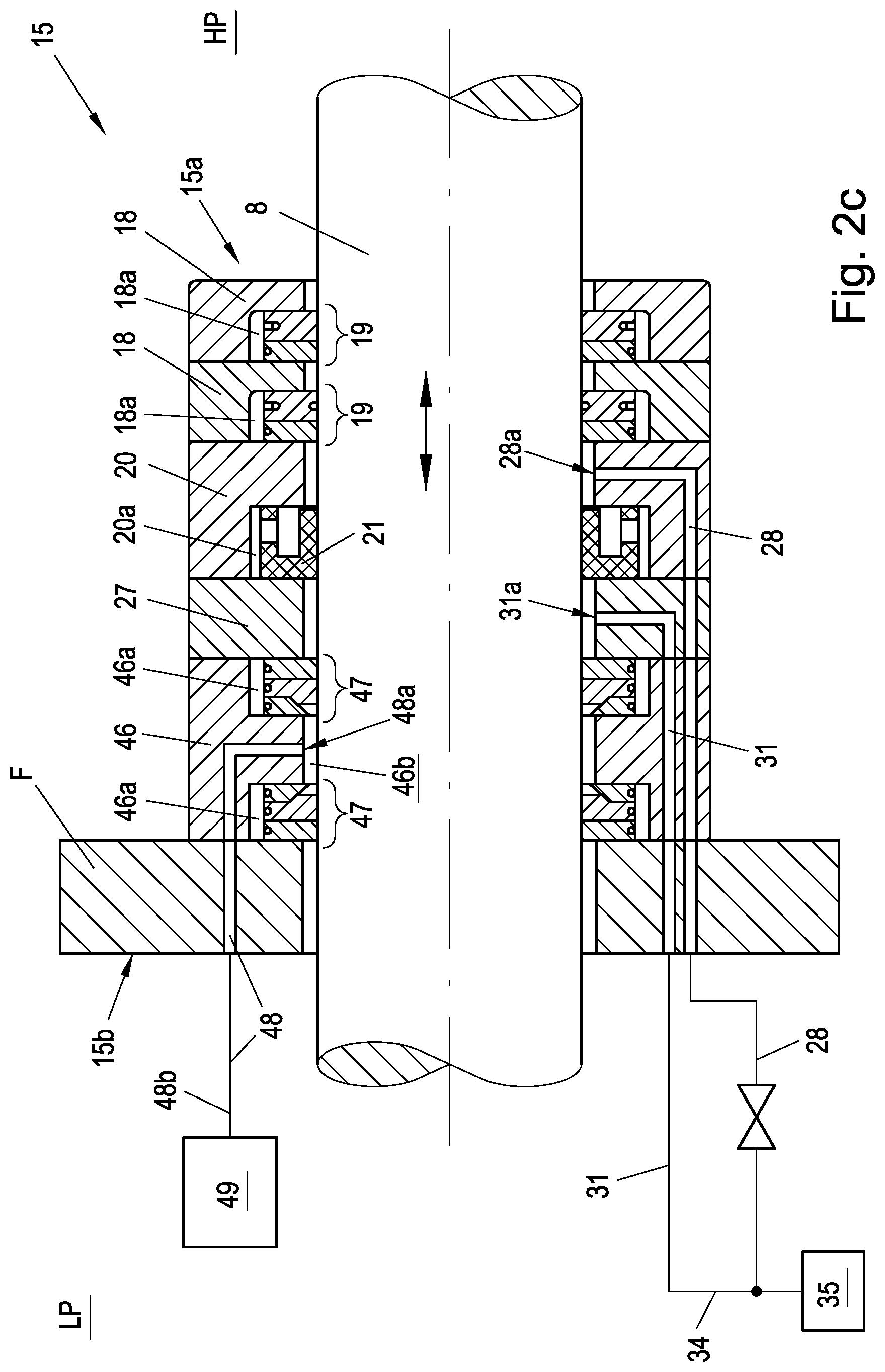 Patent US12326140 Figure 4 – Sealing device for a piston rod of a reciprocating compressor