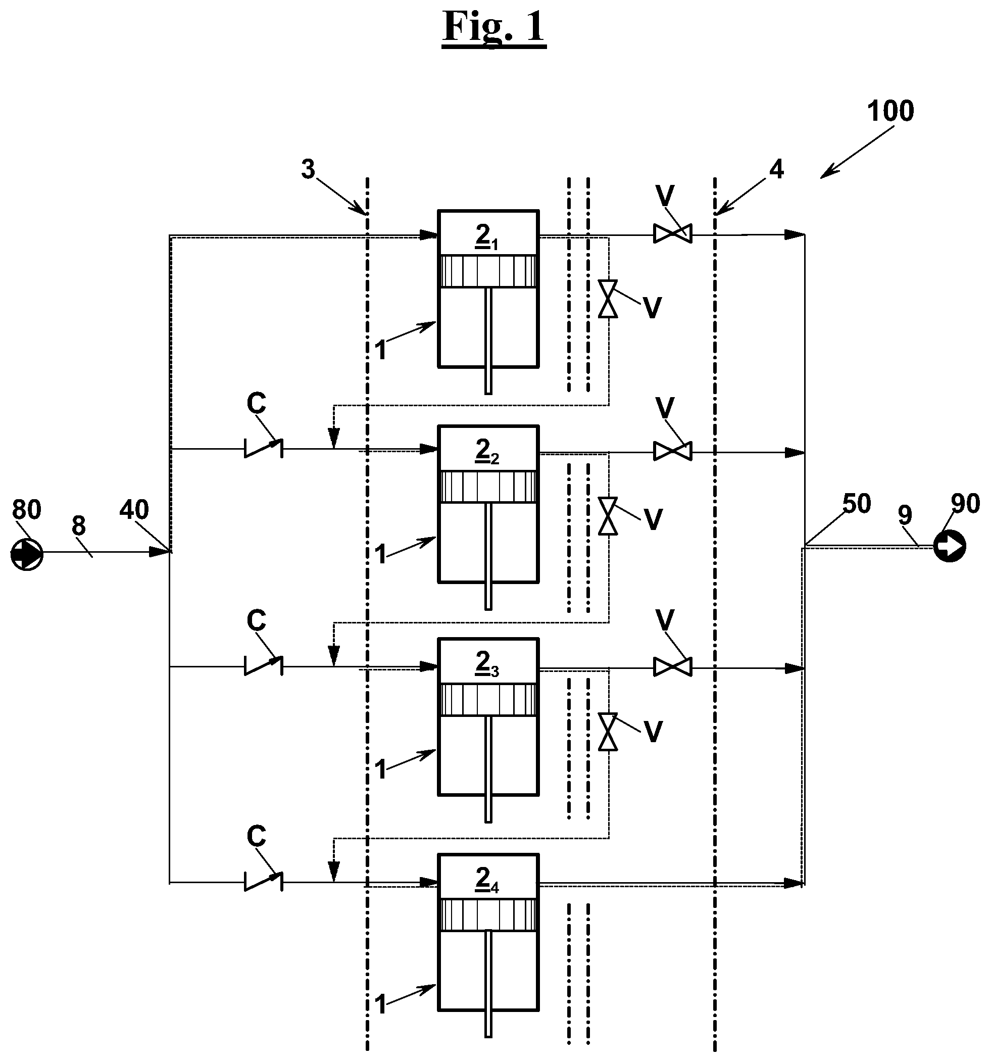 Patent US12326144 Figure 1 – Method and a device for changing the compression ratio of a reciprocating compressor