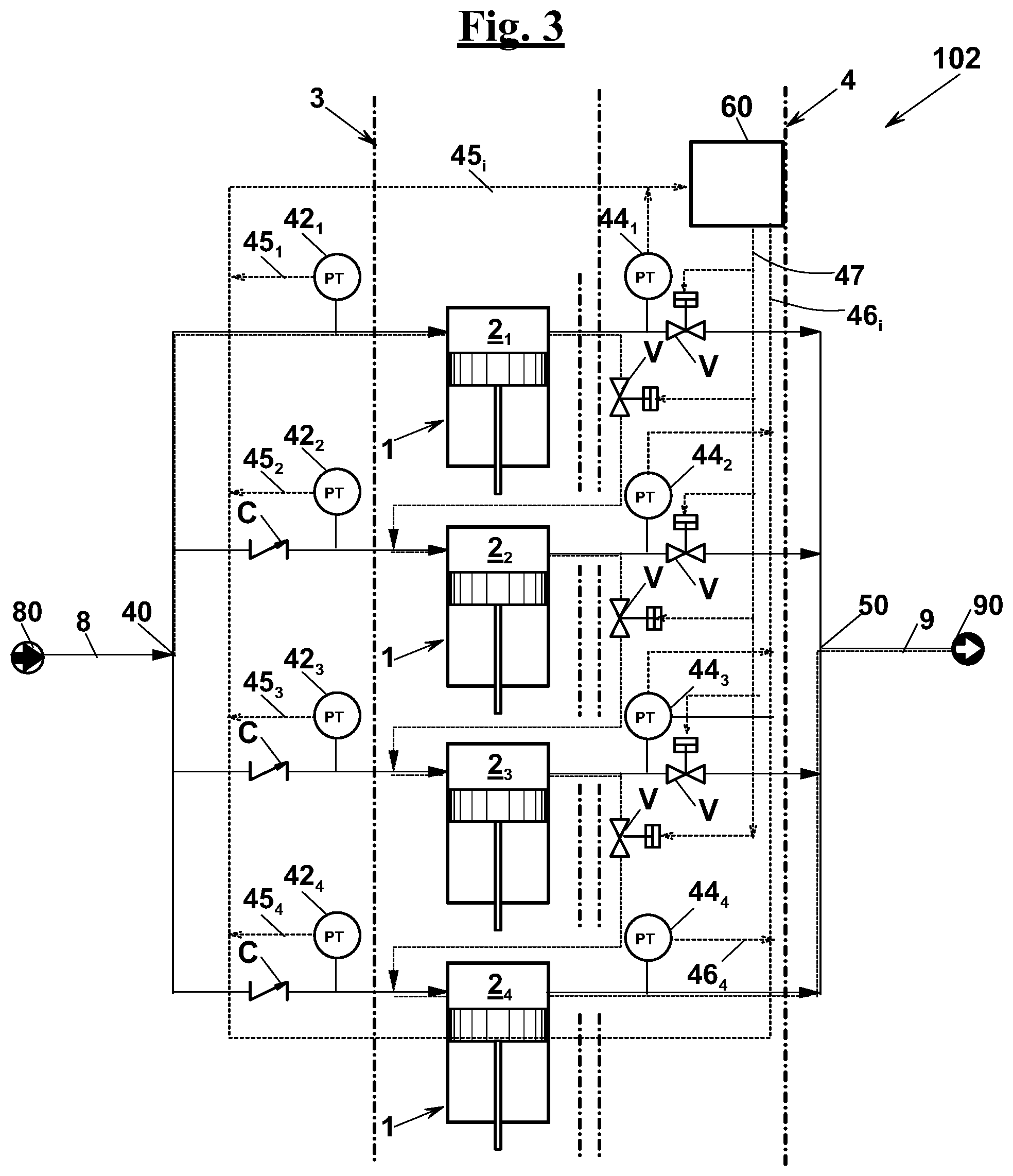 Patent US12326144 Figure 3 – Method and a device for changing the compression ratio of a reciprocating compressor