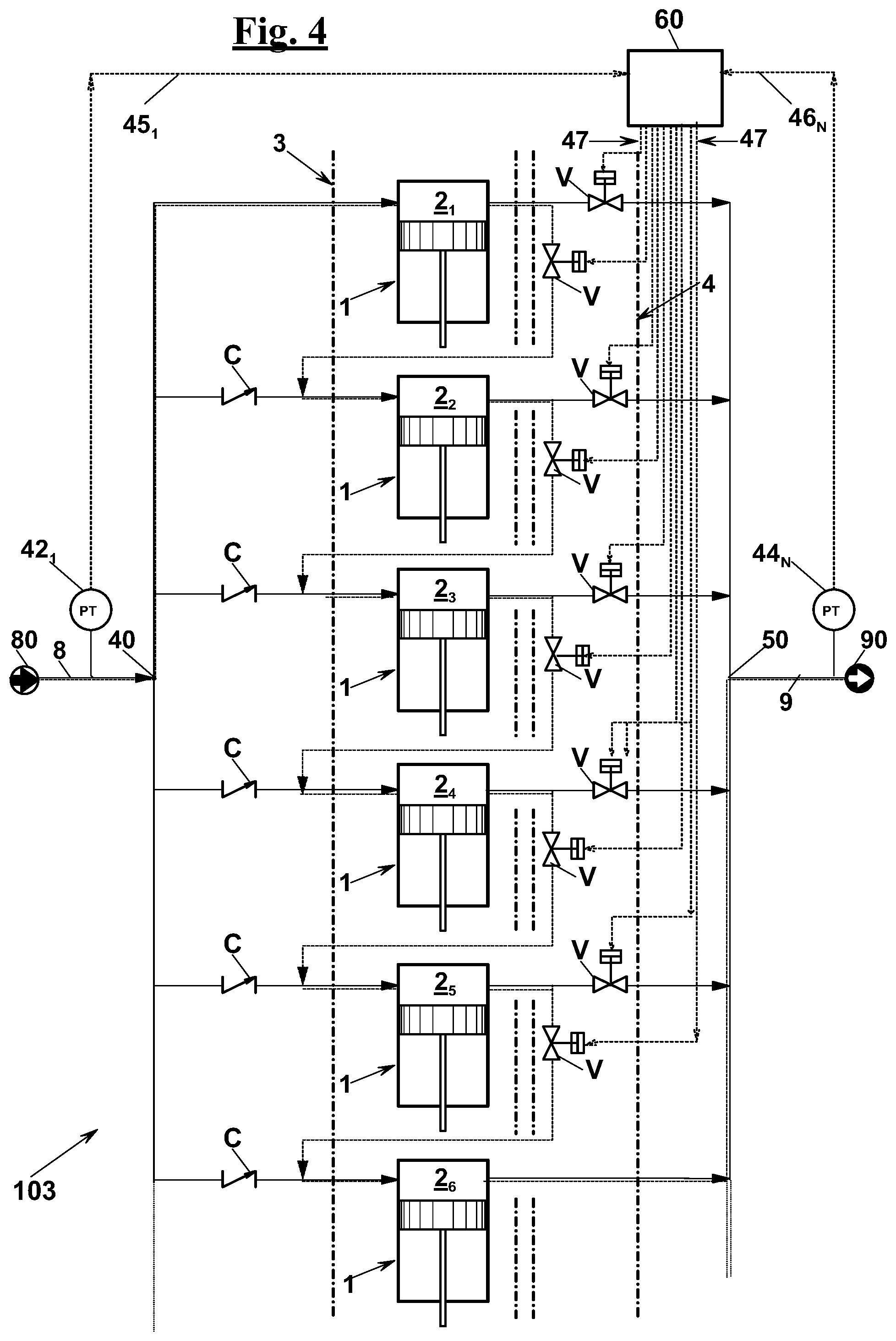 Patent US12326144 Figure 4 – Method and a device for changing the compression ratio of a reciprocating compressor