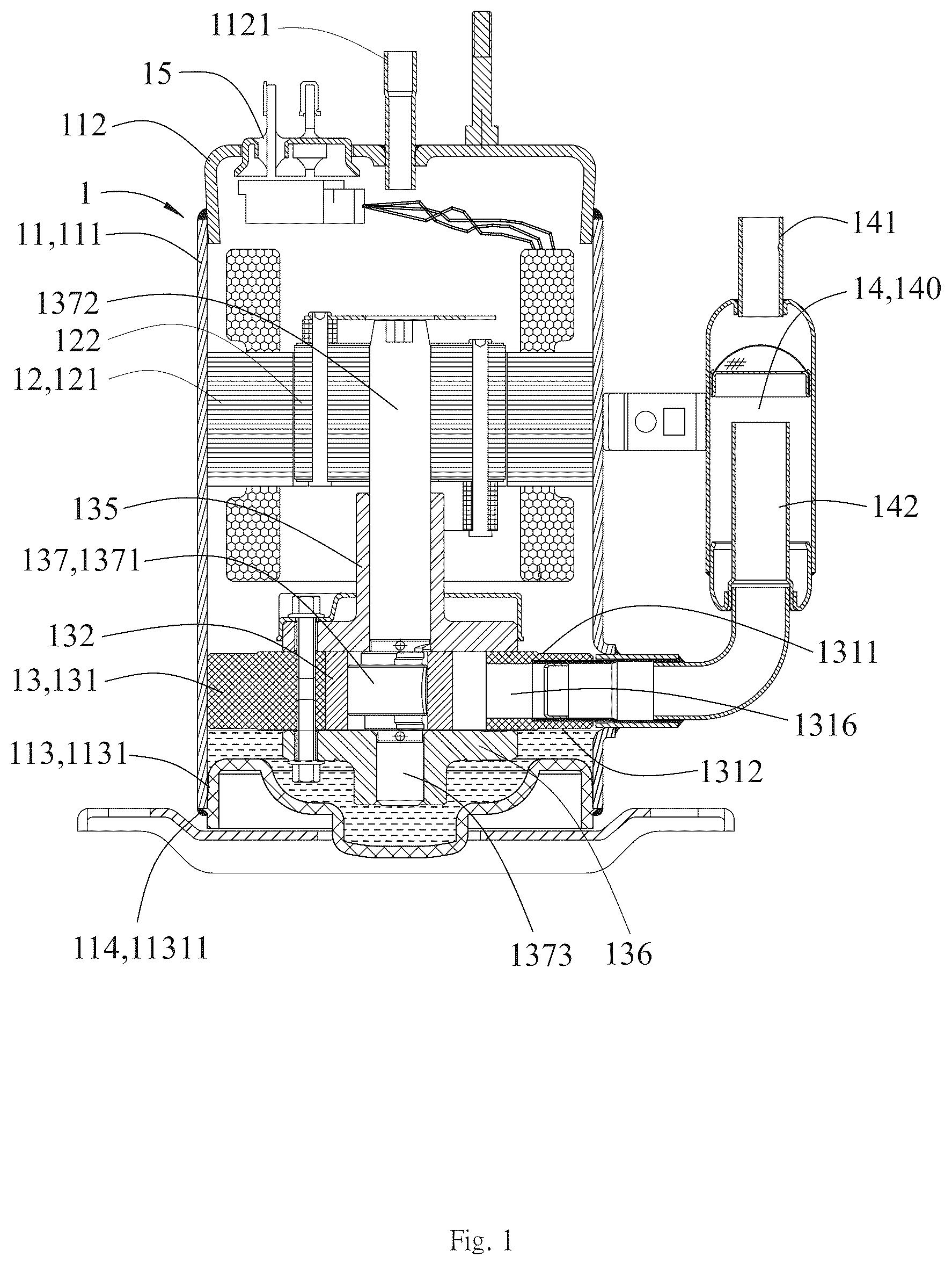 Patent US12326148 Figure 1 – Rotary compressor