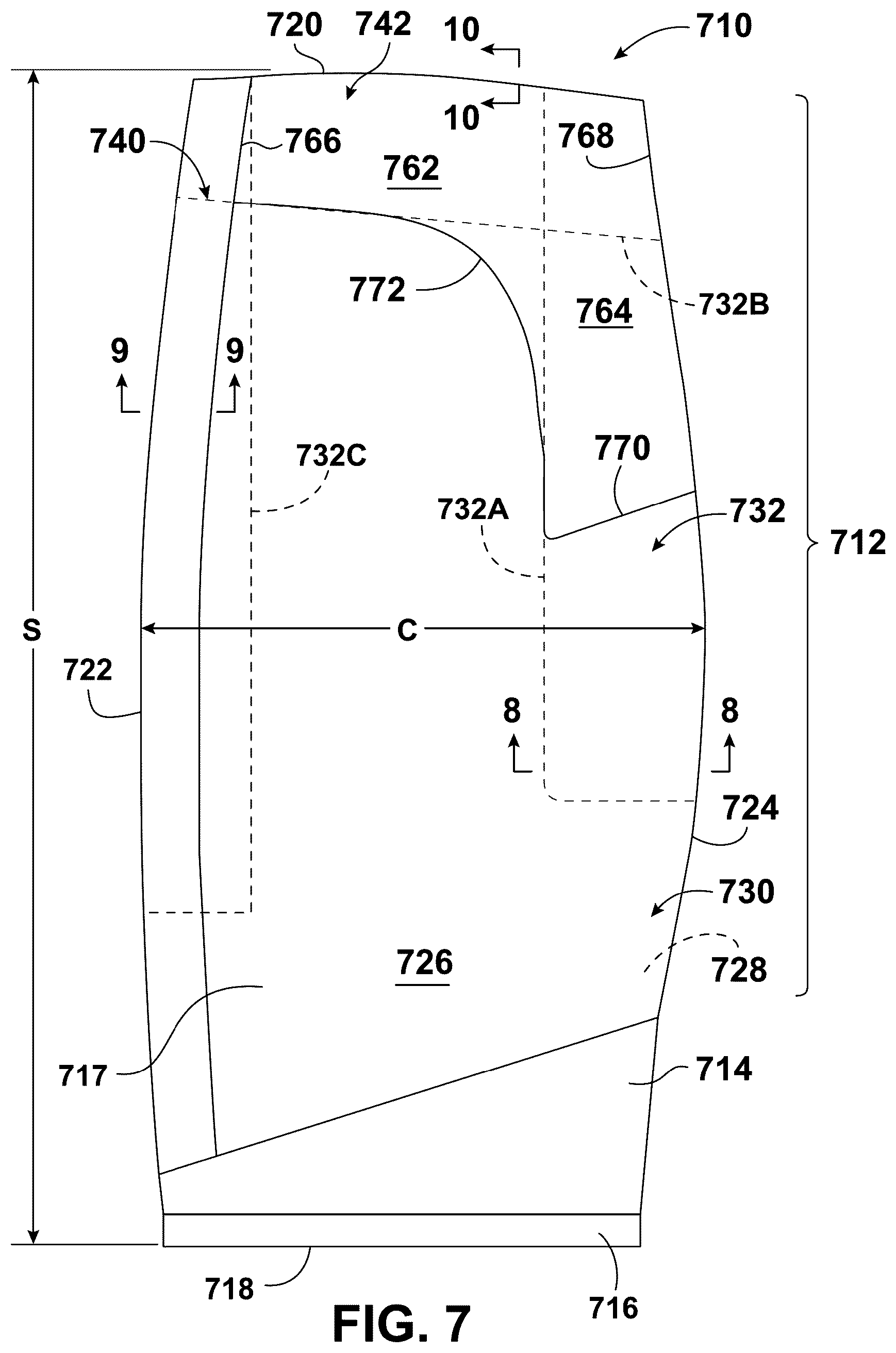 Patent US12326155 Figure 7 – Turbine engine with composite airfoils