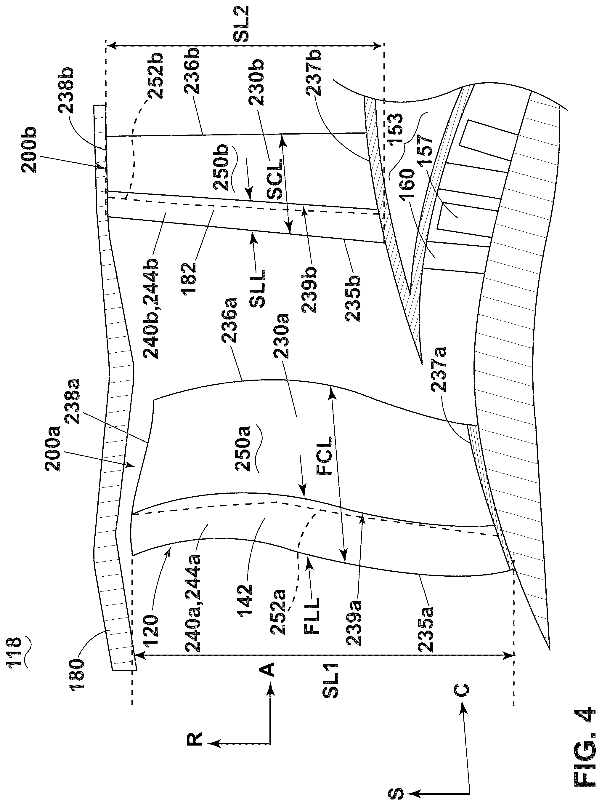 Patent US12326157 Figure 4 – Turbine engine with composite airfoils