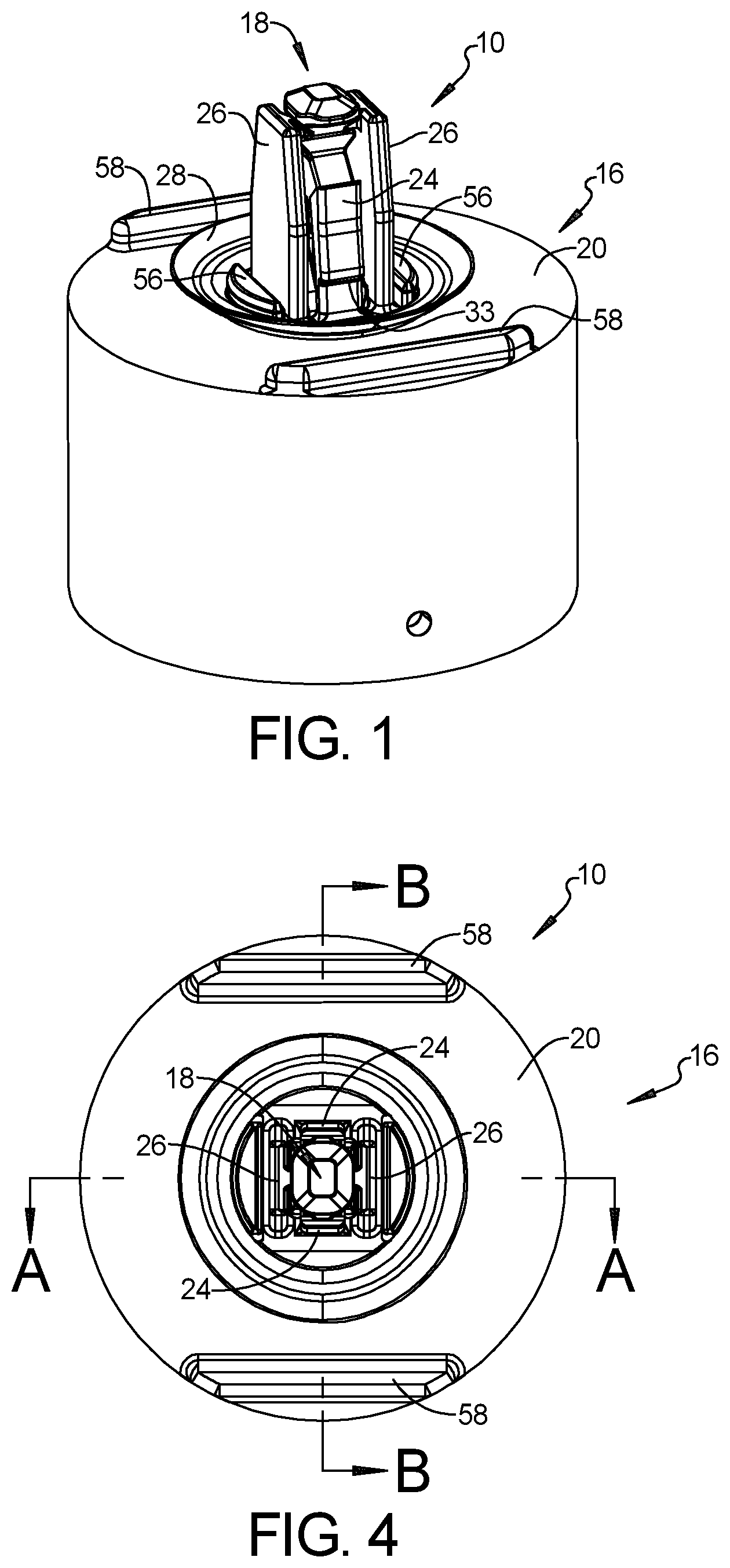 Patent US12326163 Figure 1 – Pin and grommet fastener including pin and grommet having panel retention fingers and pin retention fingers that cooperate with one another to define pin receptacle for receiving the pin