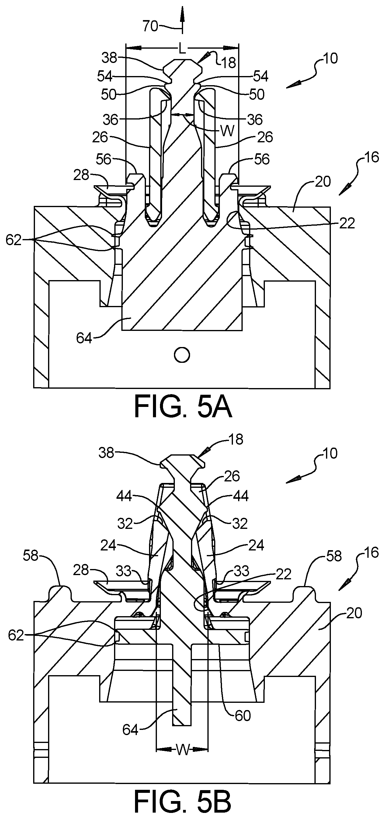 Patent US12326163 Figure 3 – Pin and grommet fastener including pin and grommet having panel retention fingers and pin retention fingers that cooperate with one another to define pin receptacle for receiving the pin