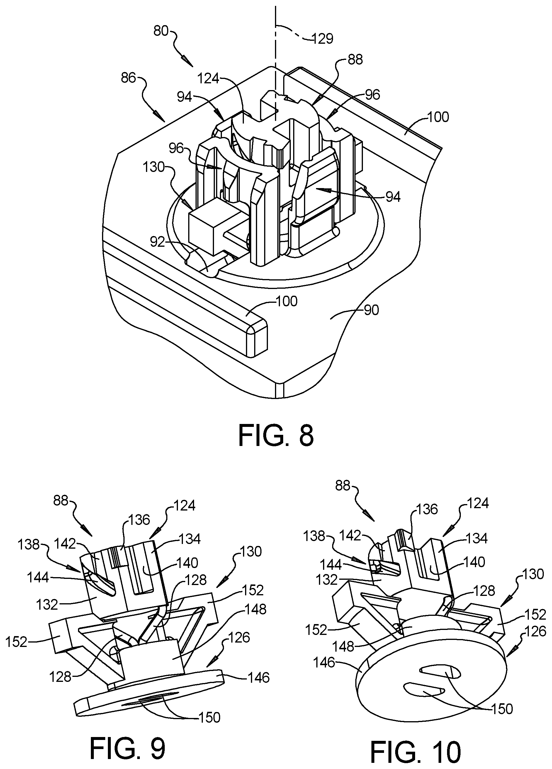 Patent US12326163 Figure 6 – Pin and grommet fastener including pin and grommet having panel retention fingers and pin retention fingers that cooperate with one another to define pin receptacle for receiving the pin