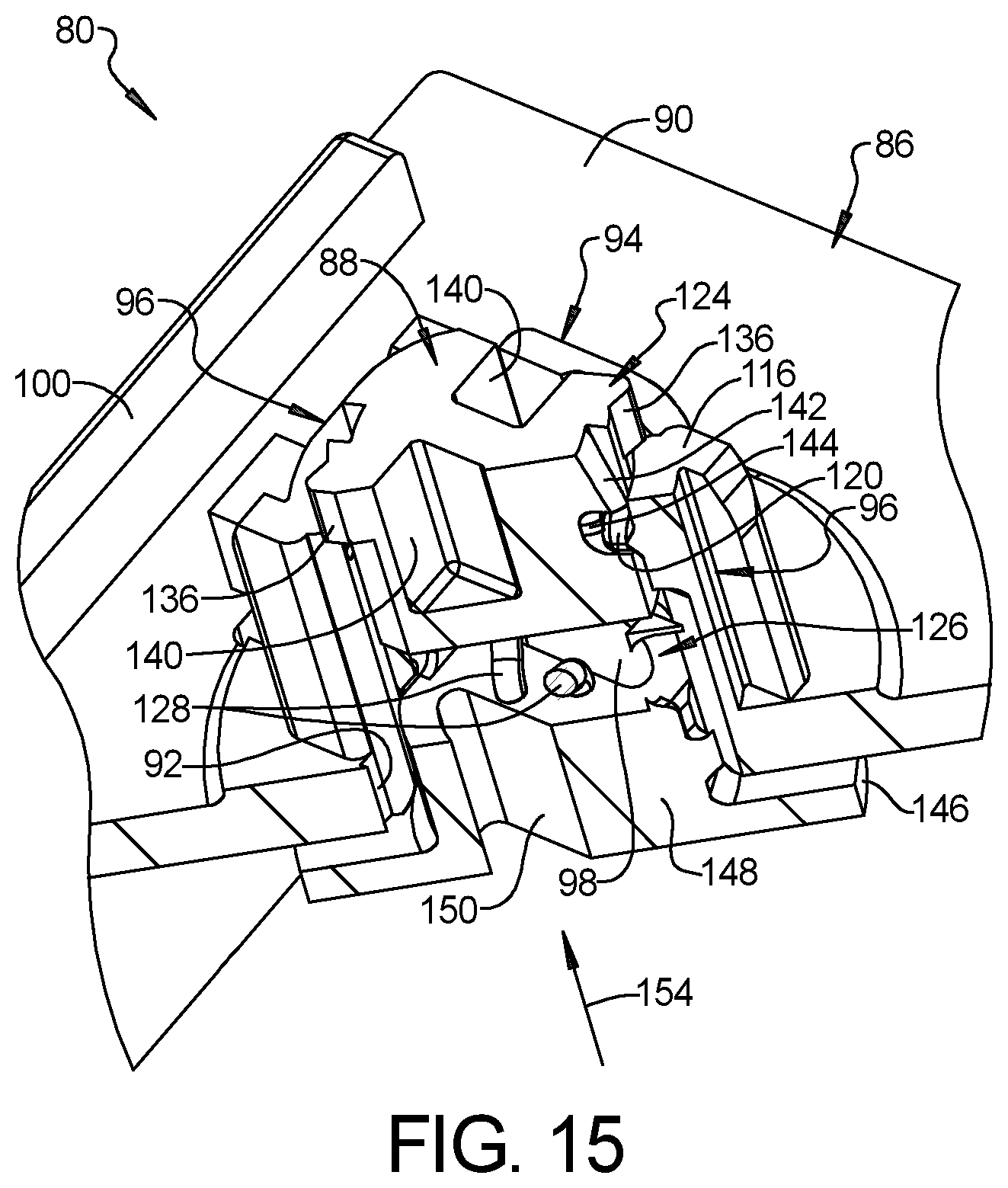 Patent US12326163 Figure 8 – Pin and grommet fastener including pin and grommet having panel retention fingers and pin retention fingers that cooperate with one another to define pin receptacle for receiving the pin