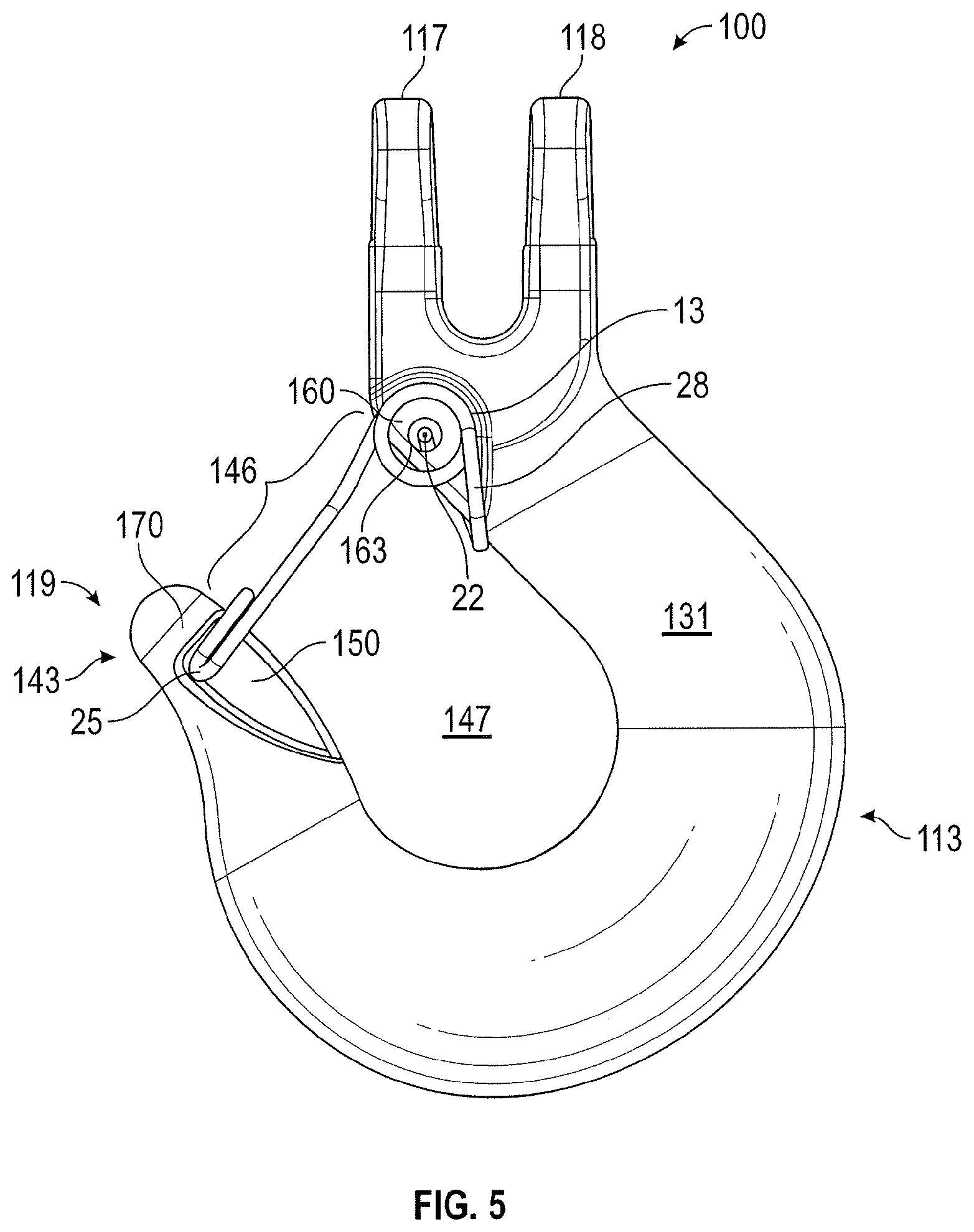 Patent US12326165 Figure 5 – Spring latch for a hook