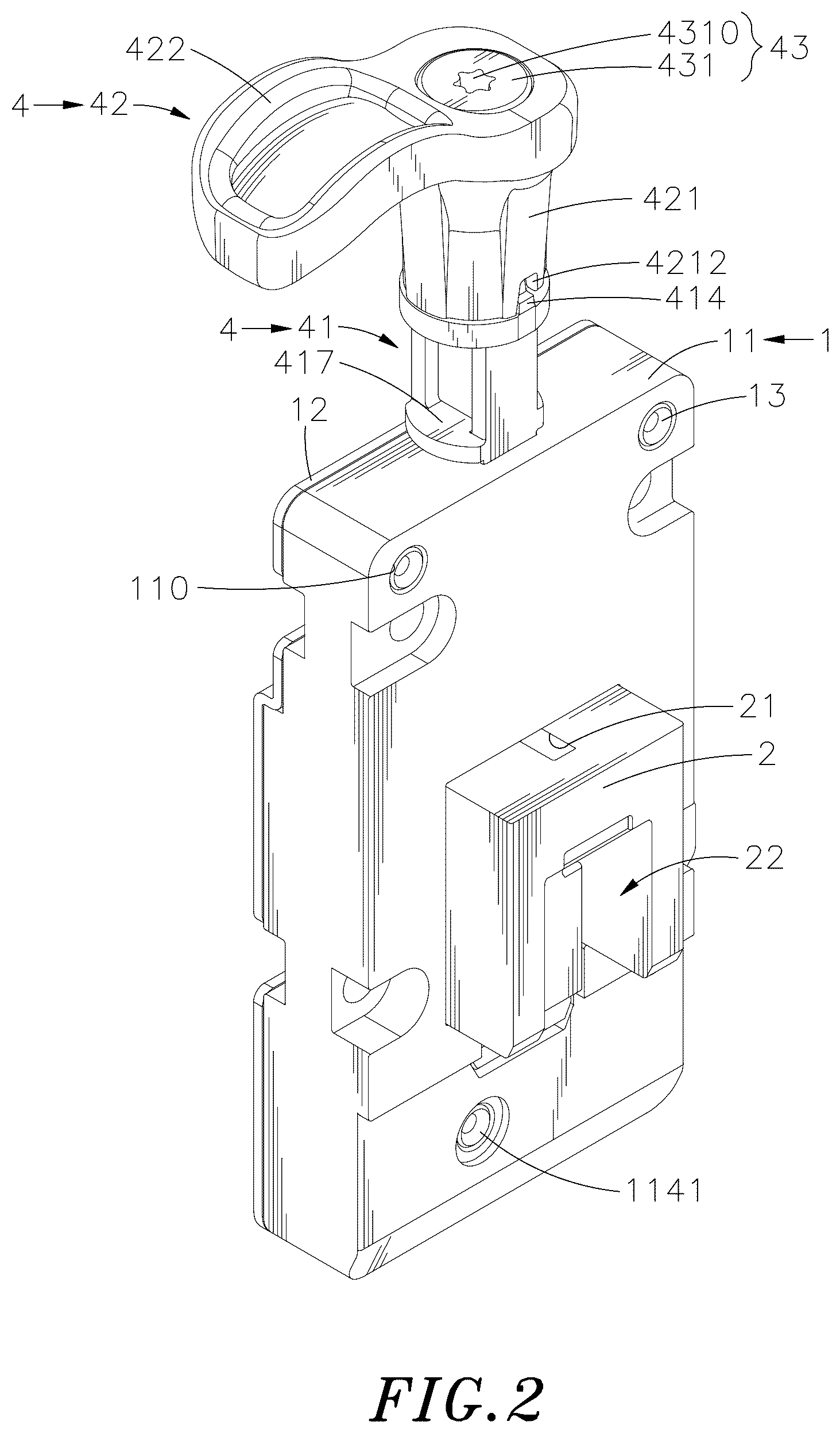 Patent US12326167 Figure 2 – Chassis quick release device
