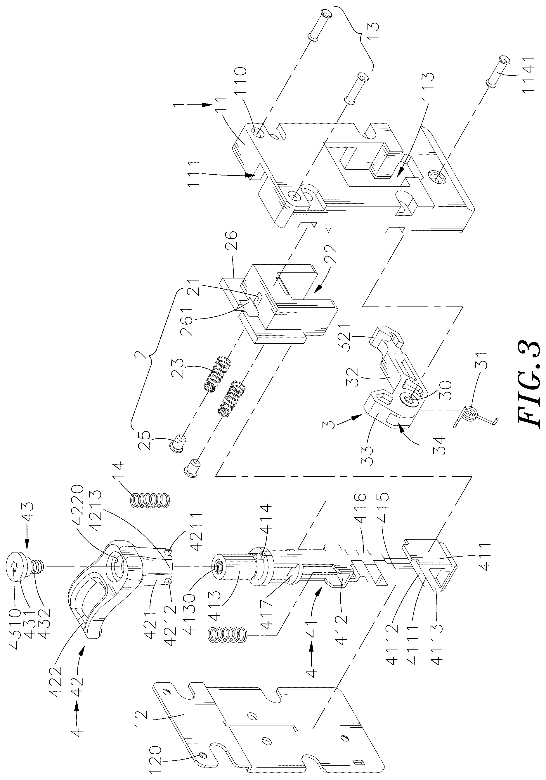 Patent US12326167 Figure 3 – Chassis quick release device
