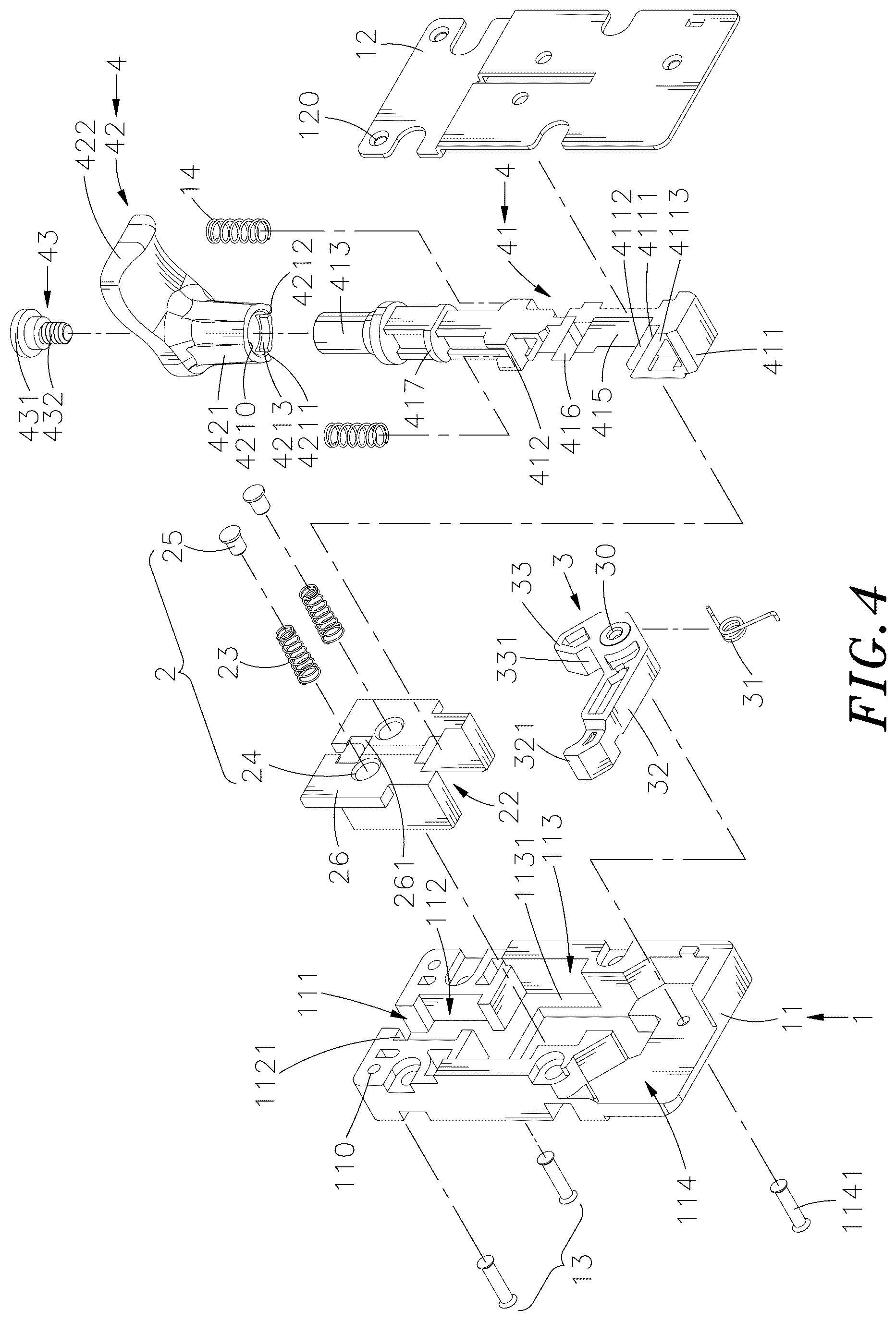 Patent US12326167 Figure 4 – Chassis quick release device