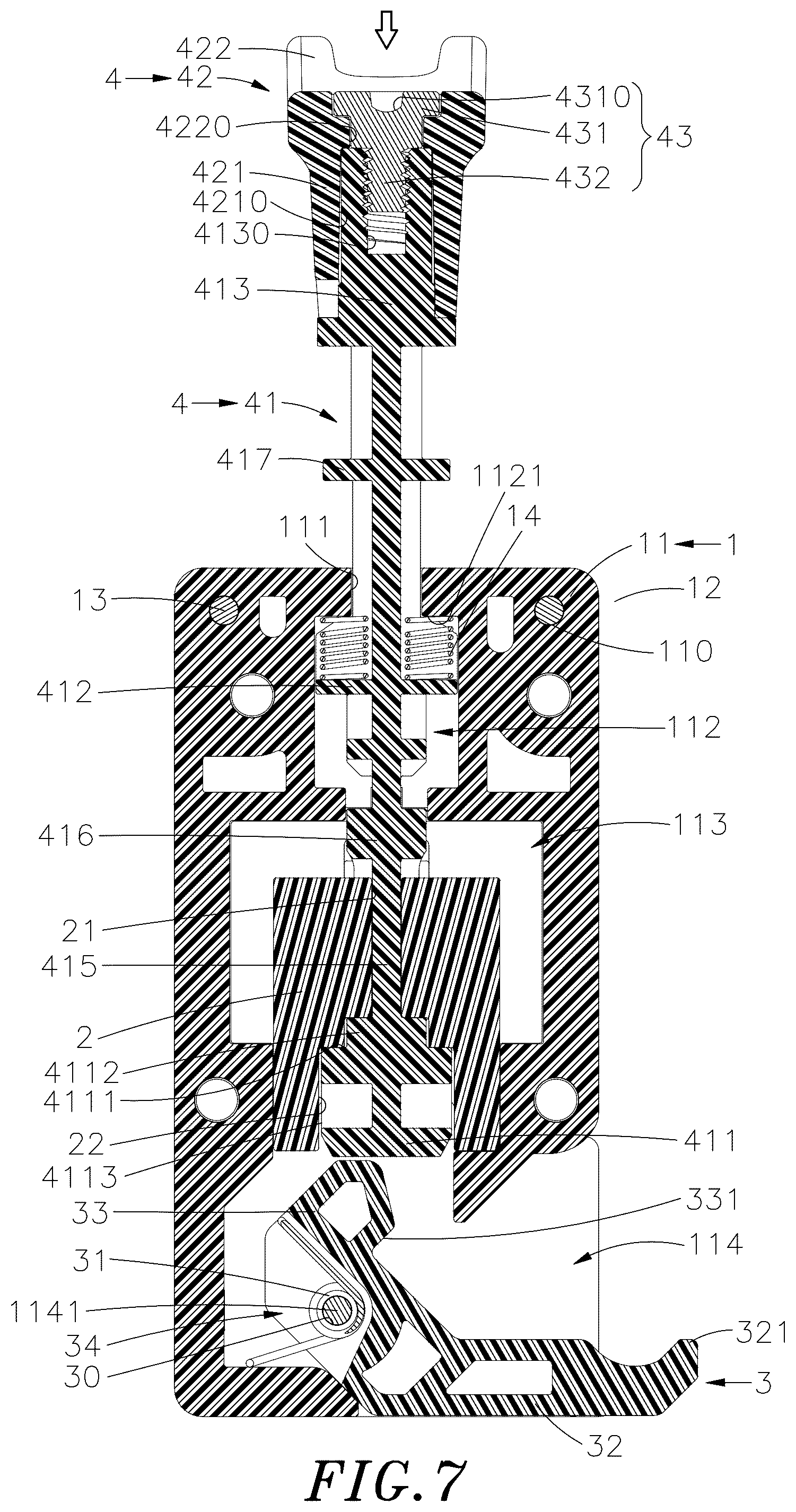 Patent US12326167 Figure 7 – Chassis quick release device