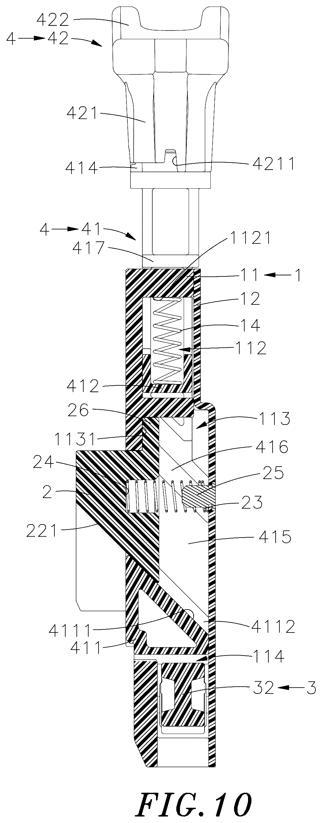 Patent US12326167 Figure 10 – Chassis quick release device