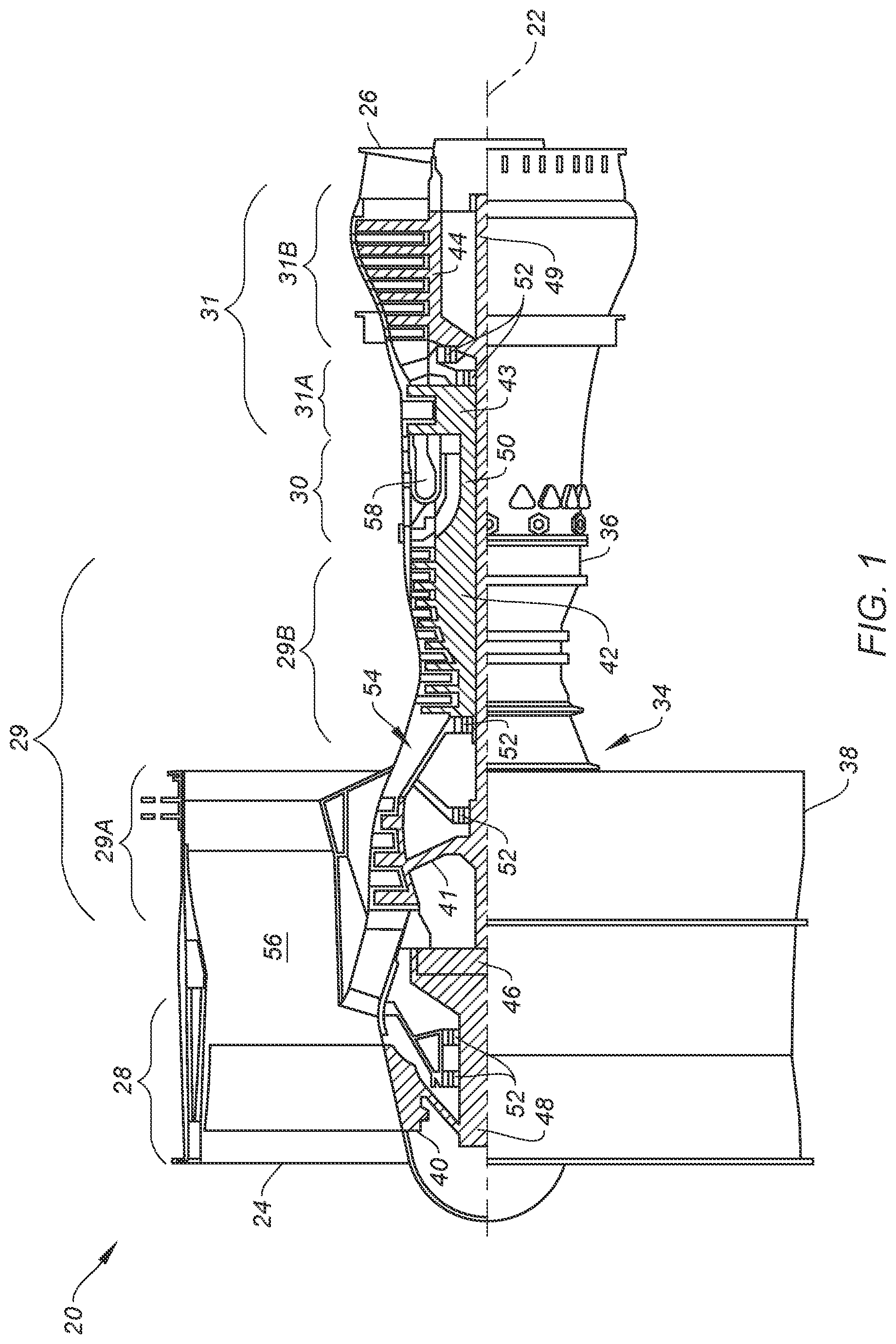 Patent US12326172 Figure 1 – Magnetic-foil bearing with cooling system