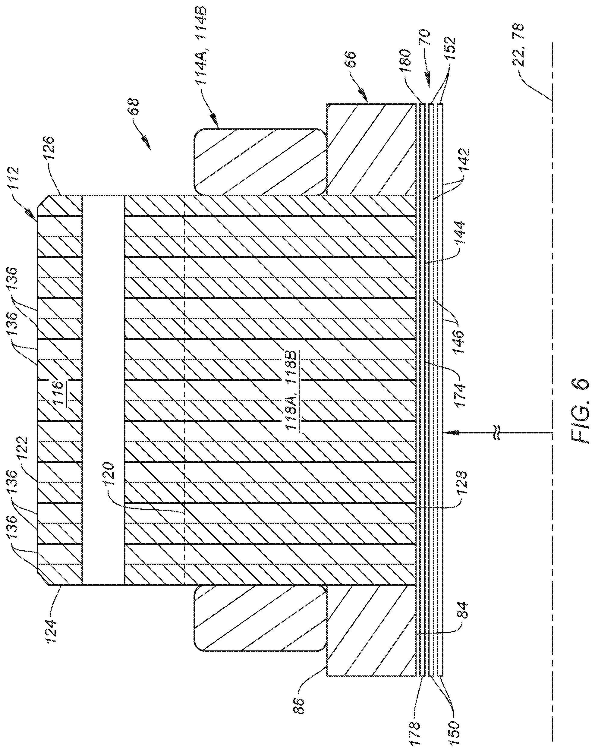 Patent US12326172 Figure 6 – Magnetic-foil bearing with cooling system