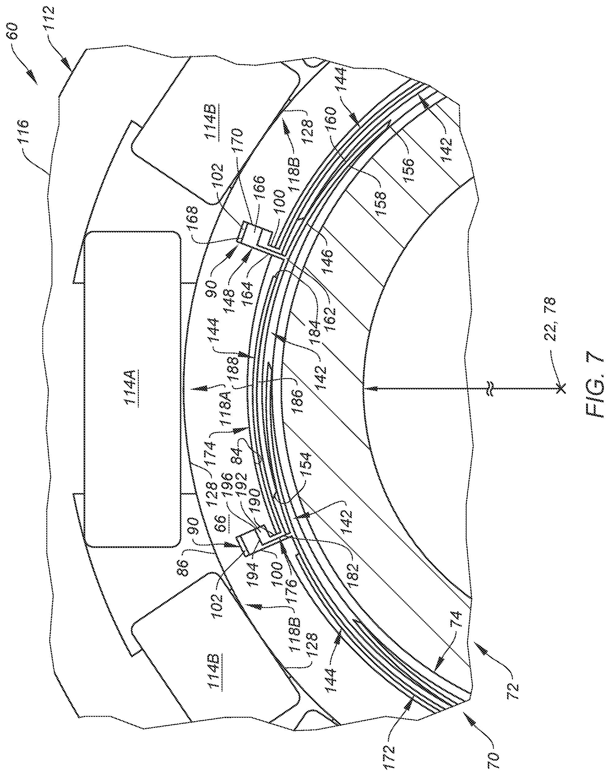 Patent US12326172 Figure 7 – Magnetic-foil bearing with cooling system