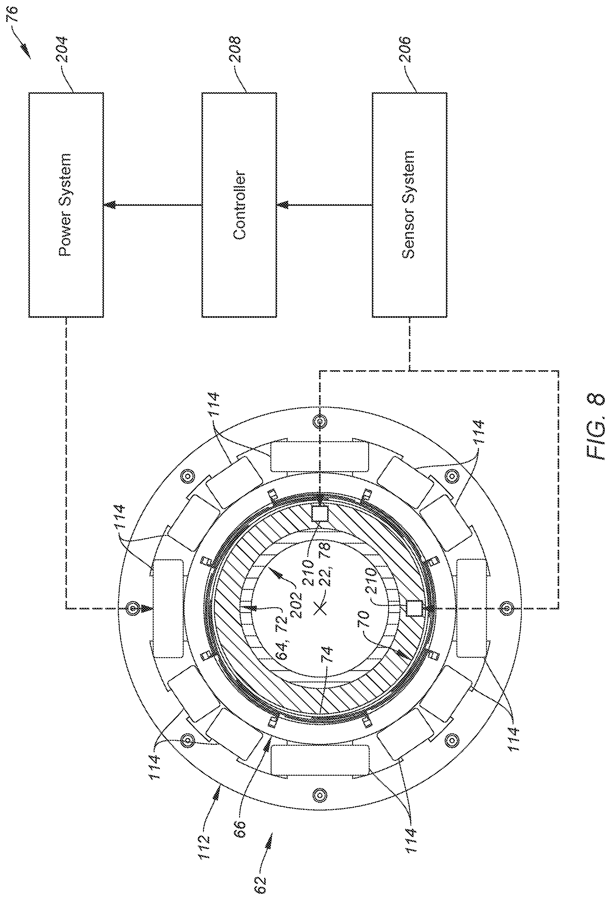 Patent US12326172 Figure 8 – Magnetic-foil bearing with cooling system