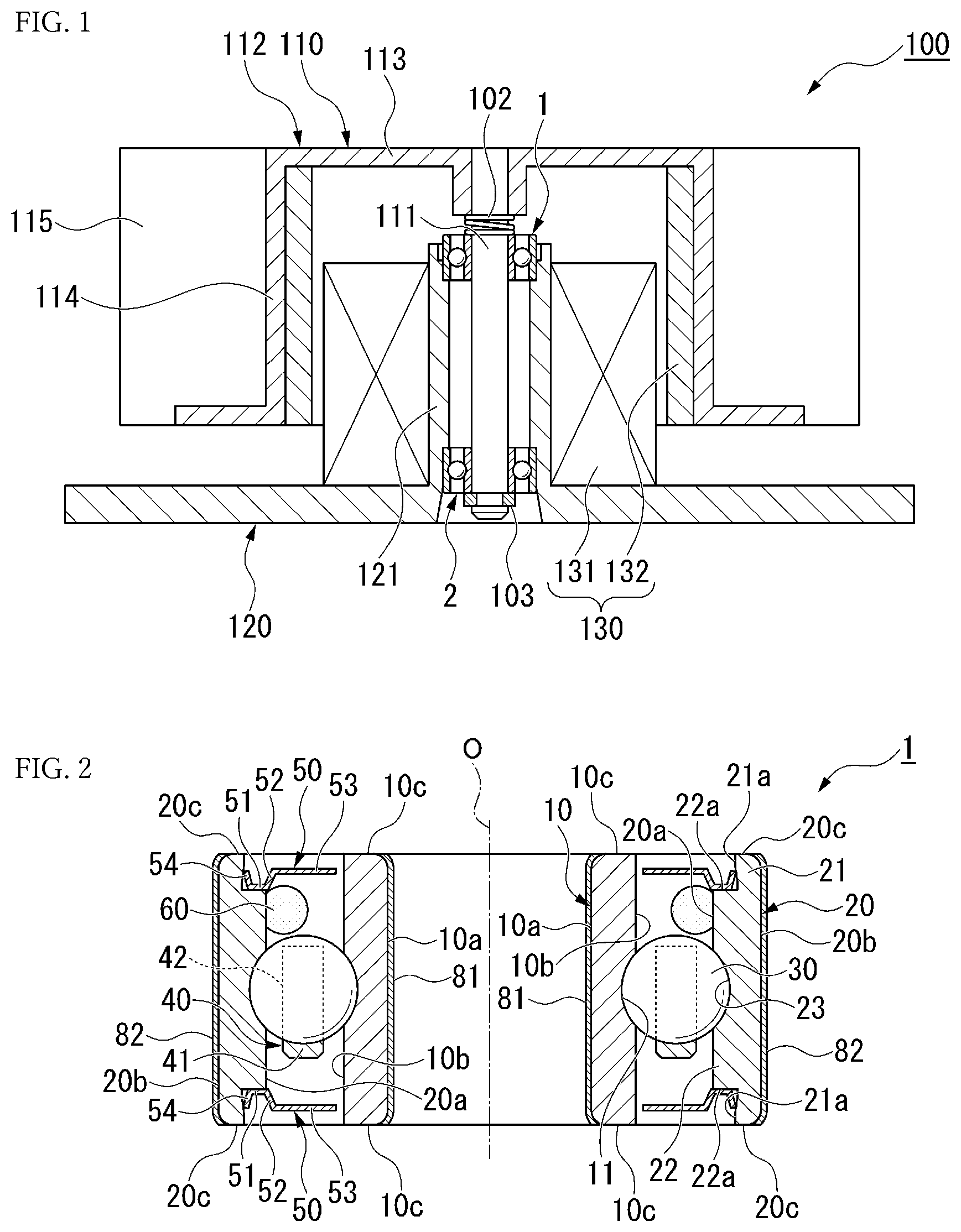 Patent US12326173 — Rolling bearing, rotating device, and method for manufacturing rolling bearing — Figure 1