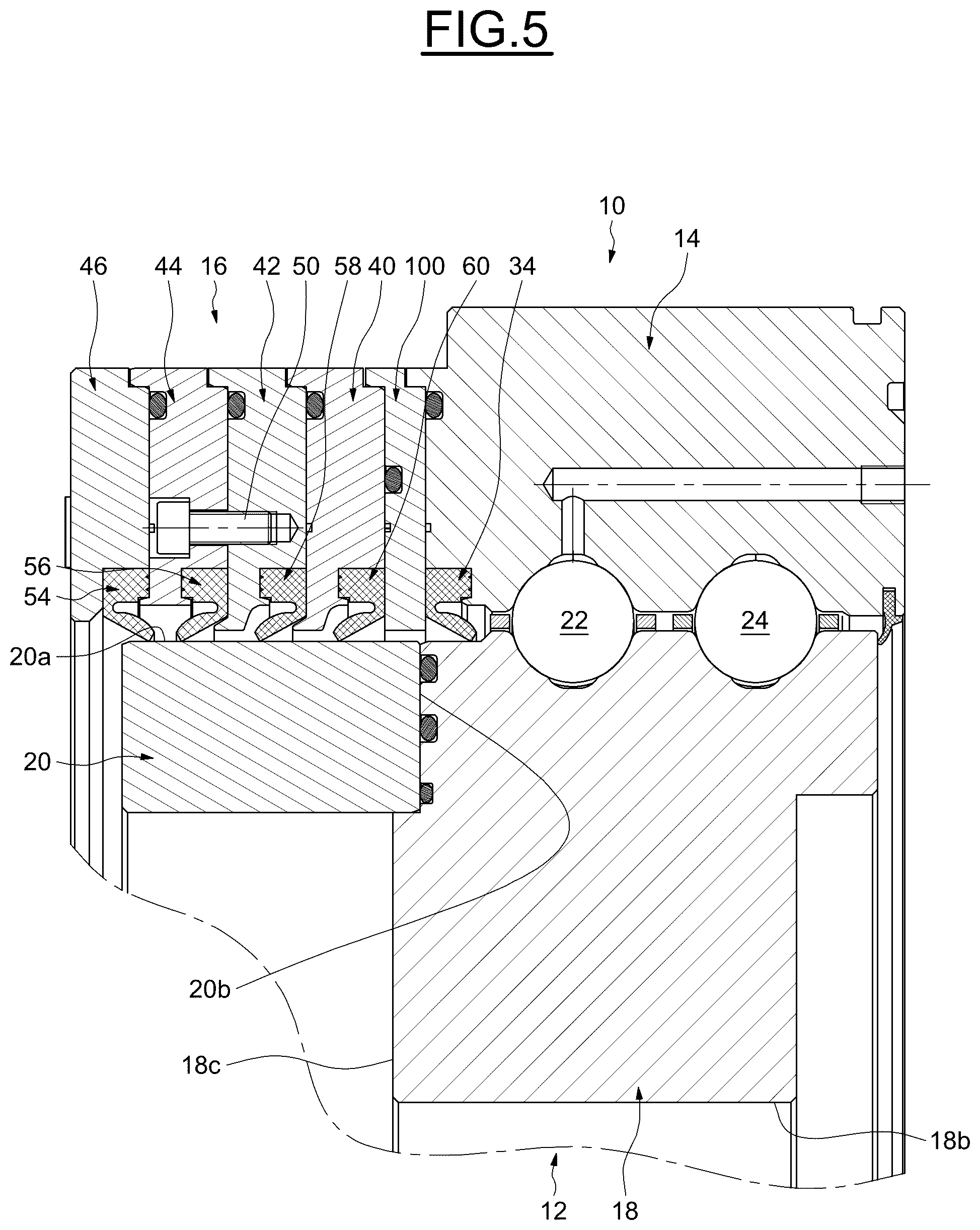 Patent US12326174 Figure 4 – Rolling-element bearing with seals and purging channel