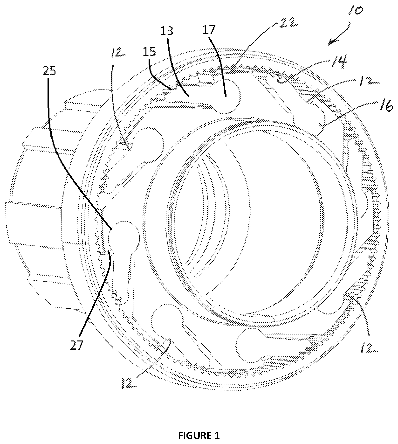 Patent US12326175 Figure 1 – Individually phased pawl drive mechanism