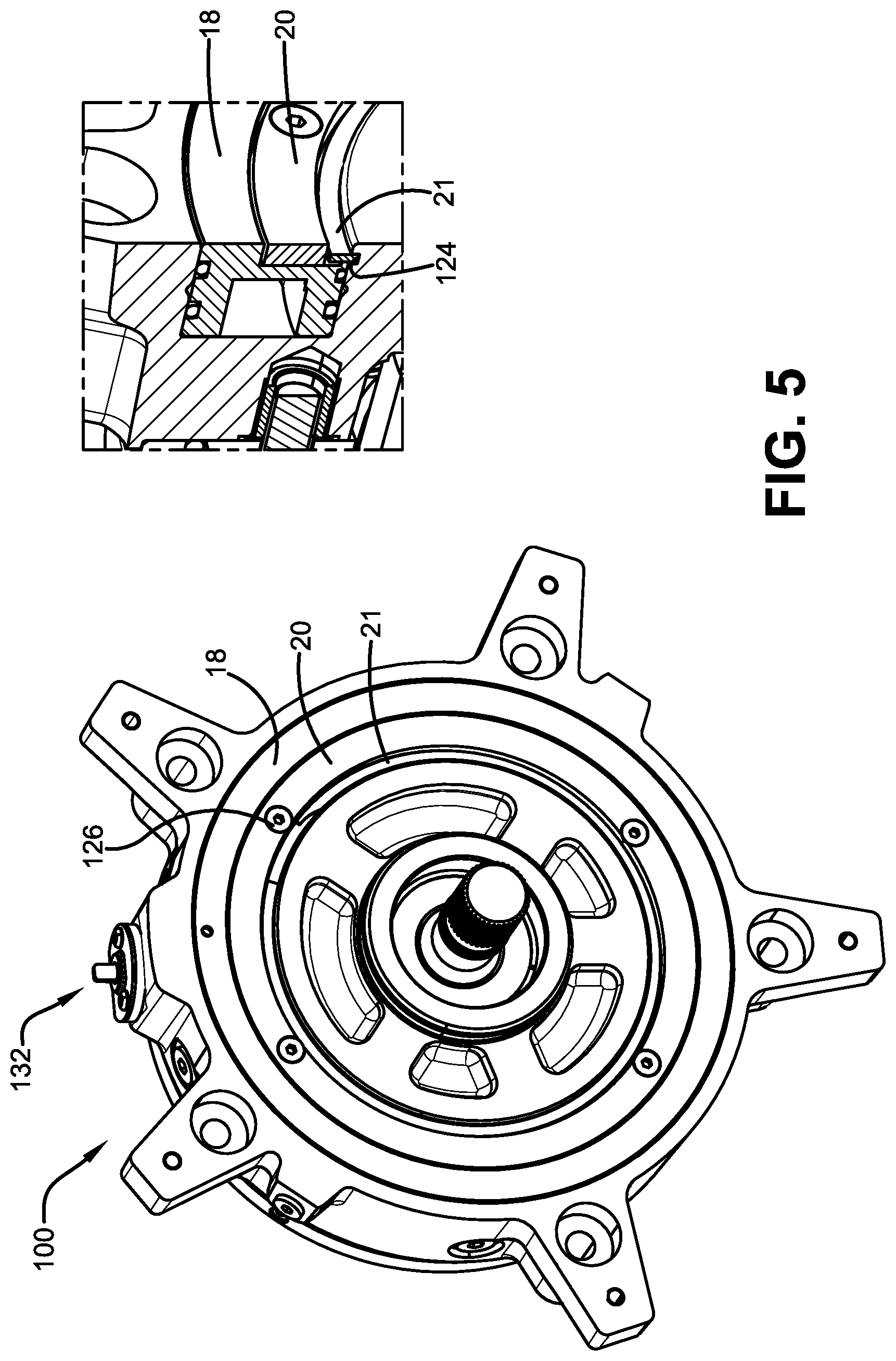 Patent US12326177 Figure 5 – Multi-disc brake having radial wear pin cartridge and integrated water jacket