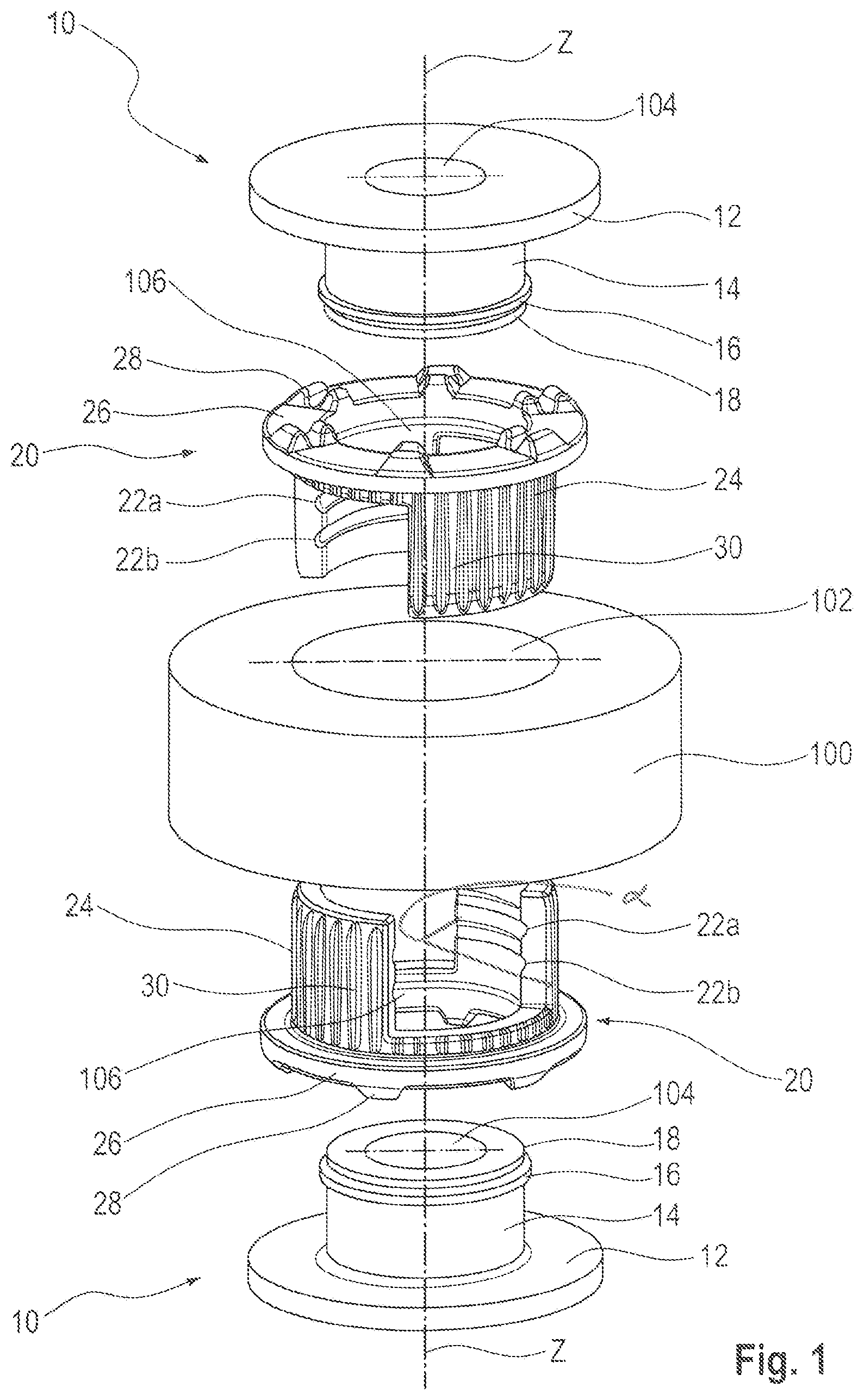 Patent US12326178 Figure 1 – Vibration damper for connecting two devices