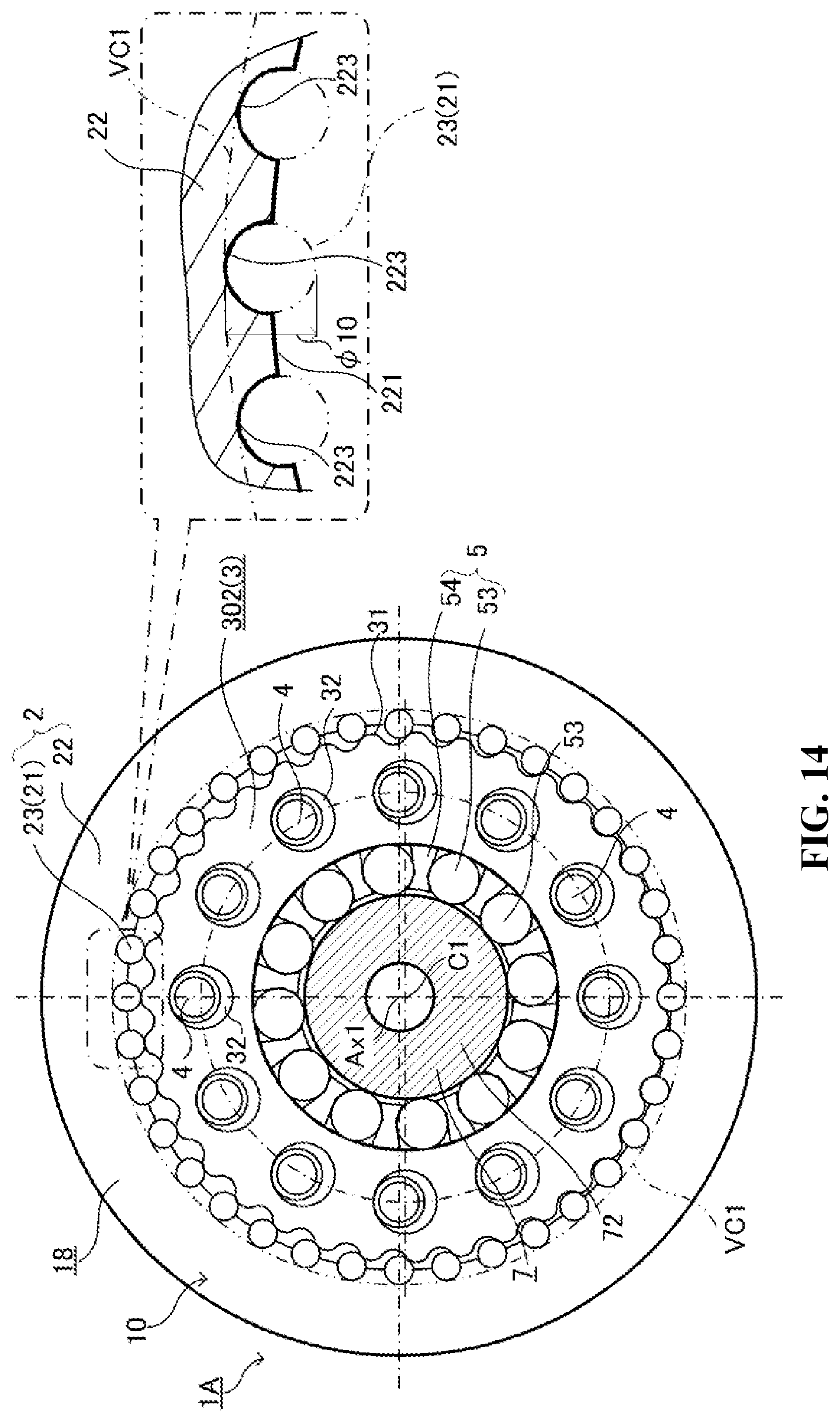 Patent US12326181 Figure 14 – Internal-meshing planetary gear device