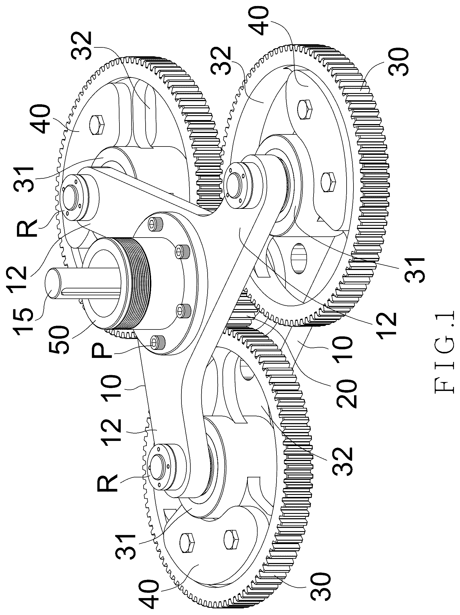 Patent US12326182 Figure 1 – Planetary gear type throwing wheel device
