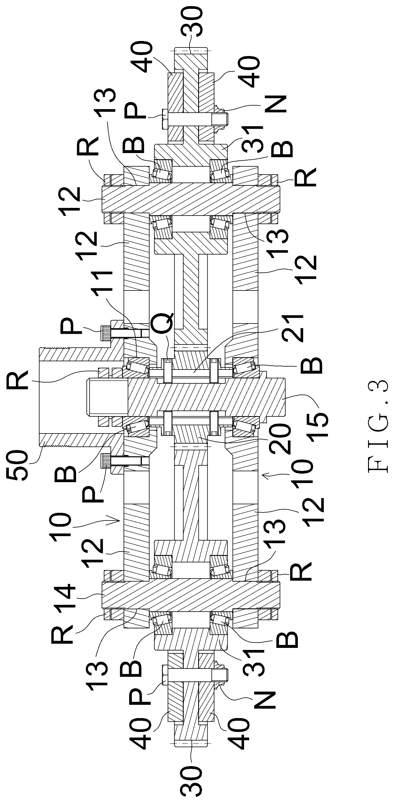 Patent US12326182 Figure 3 – Planetary gear type throwing wheel device