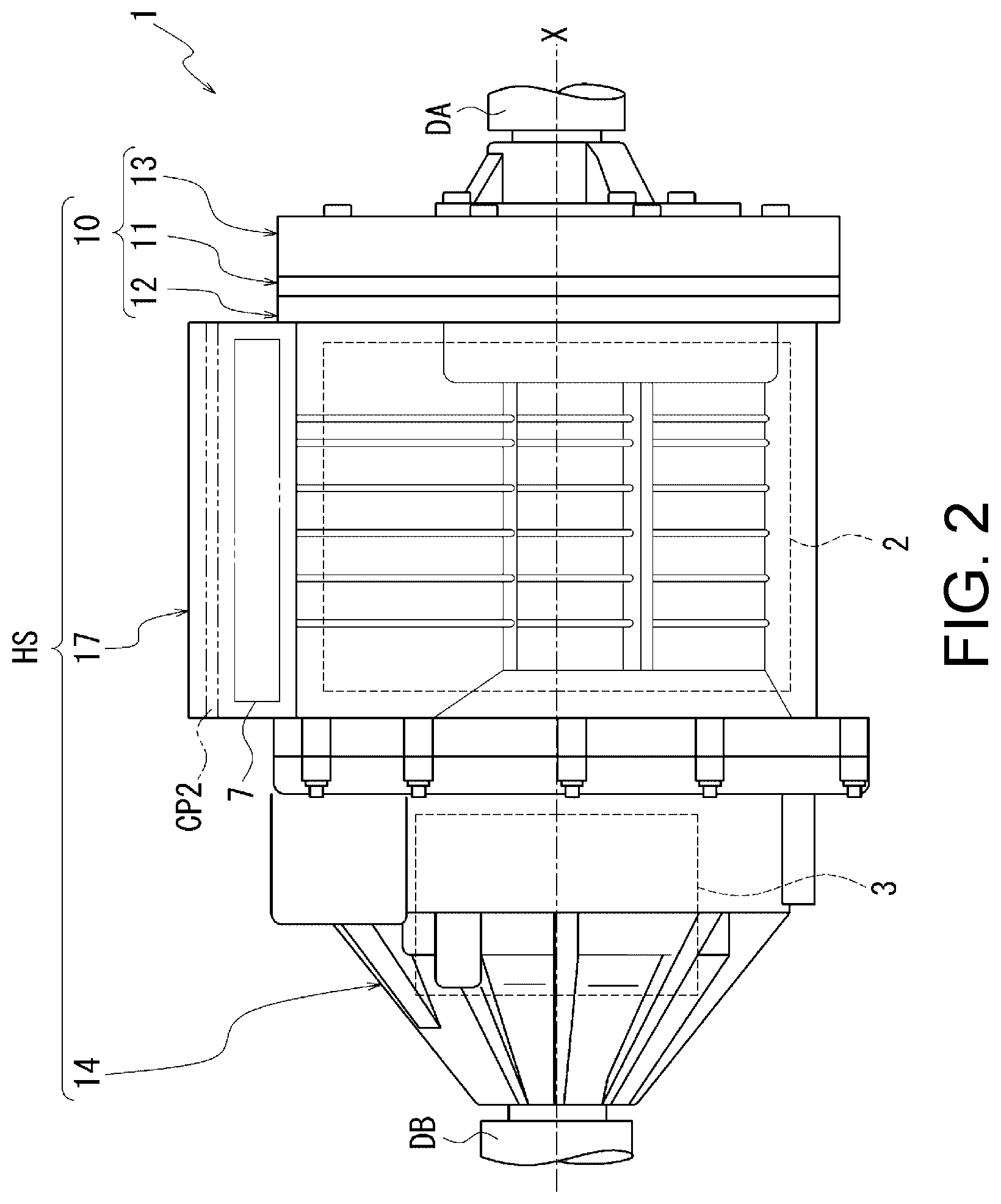 Patent US12326187 Figure 2 – Unit with a covering and a heat exchanger