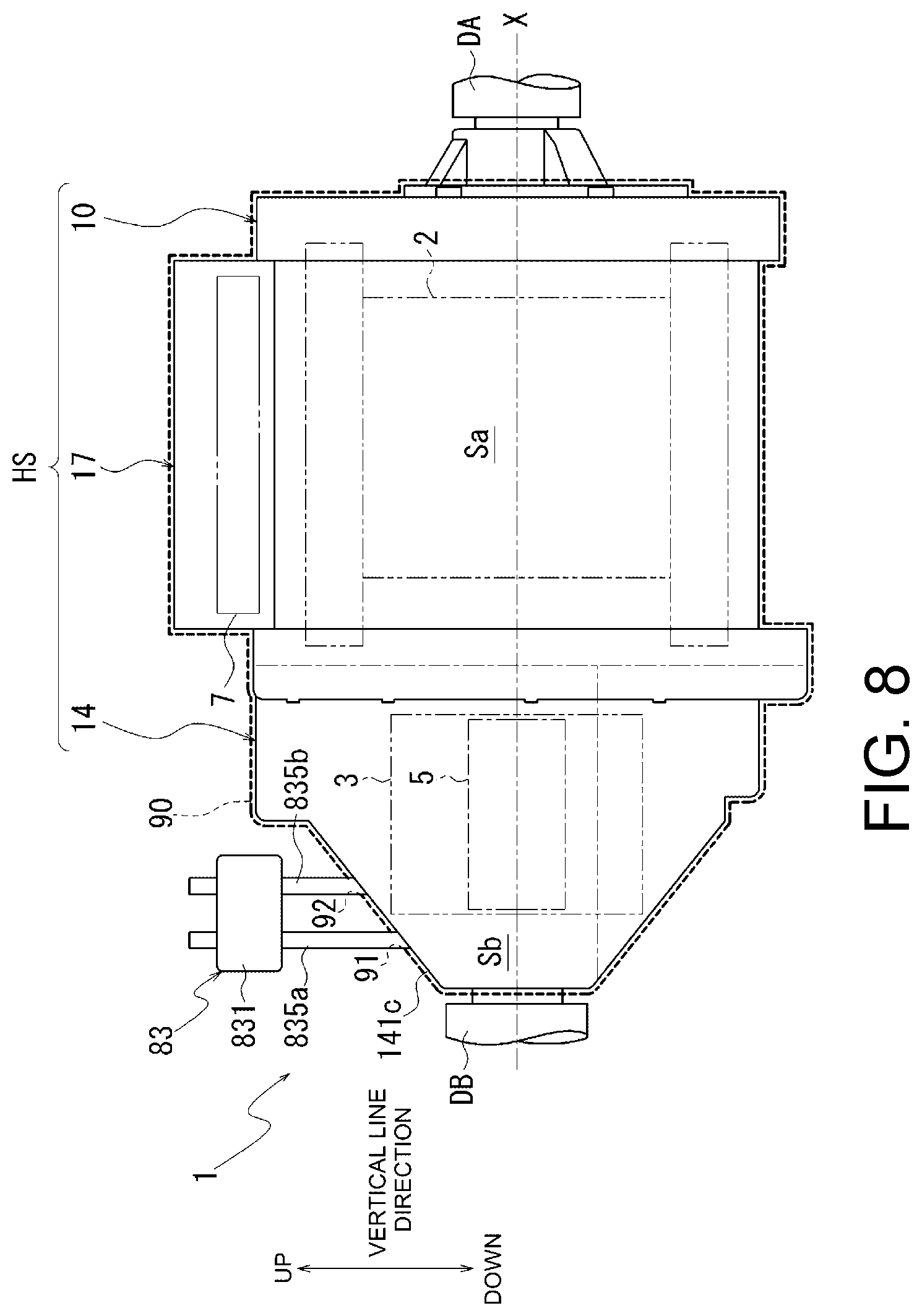 Patent US12326187 Figure 8 – Unit with a covering and a heat exchanger