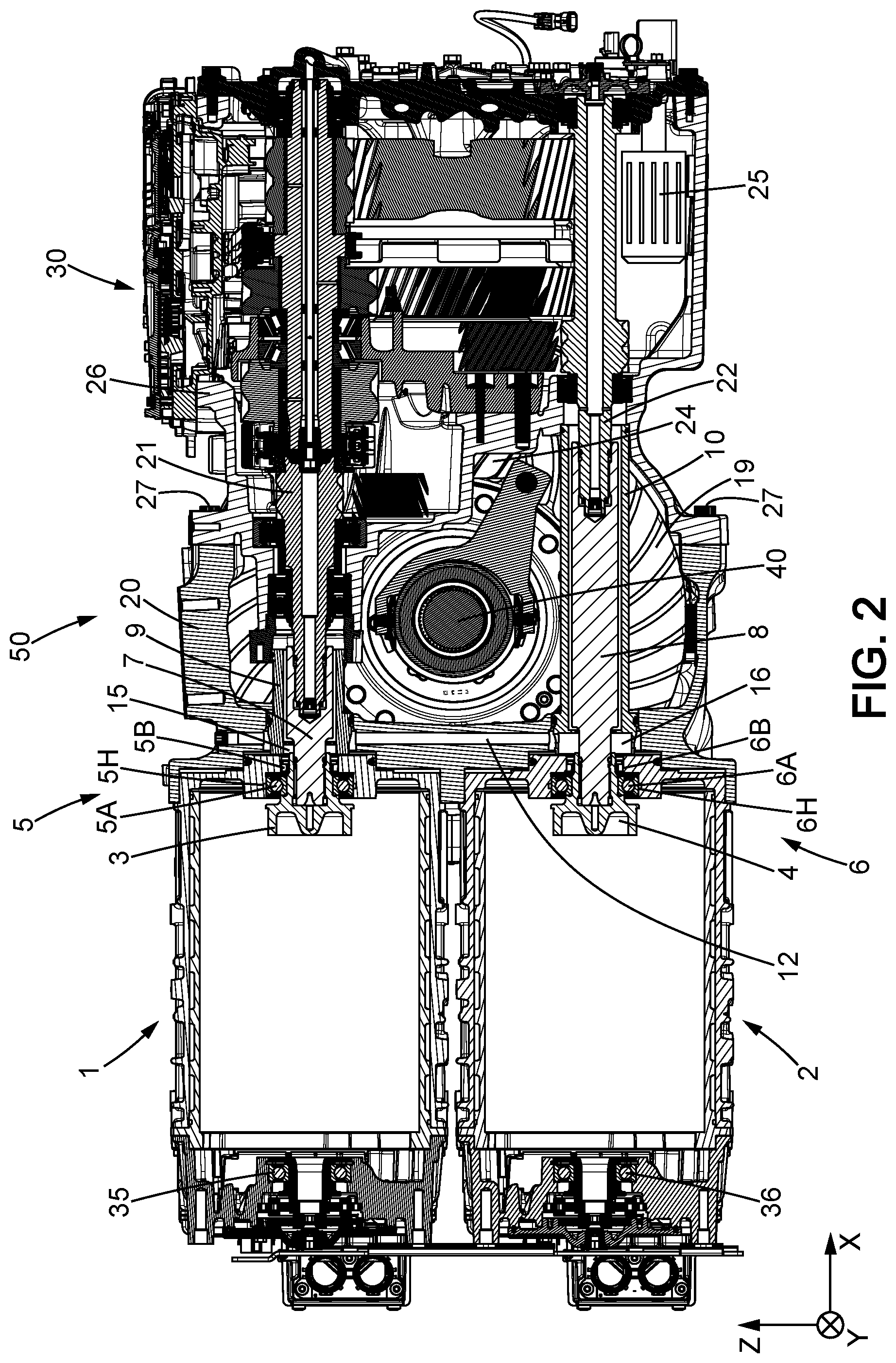 Patent US12326190 Figure 2 – Powertrain assembly for an industrial vehicle