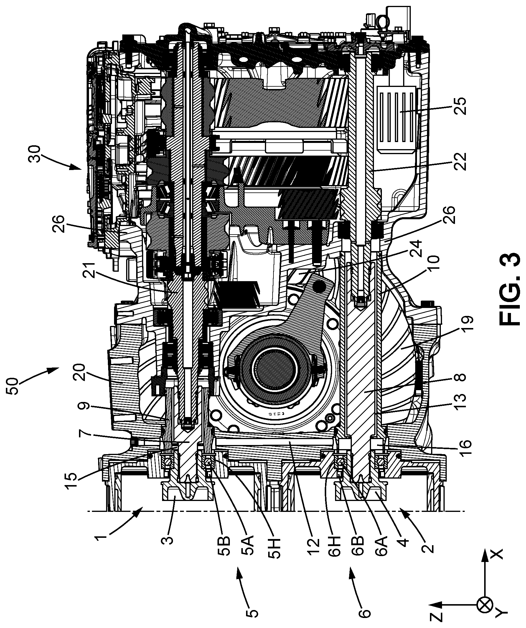 Patent US12326190 Figure 3 – Powertrain assembly for an industrial vehicle