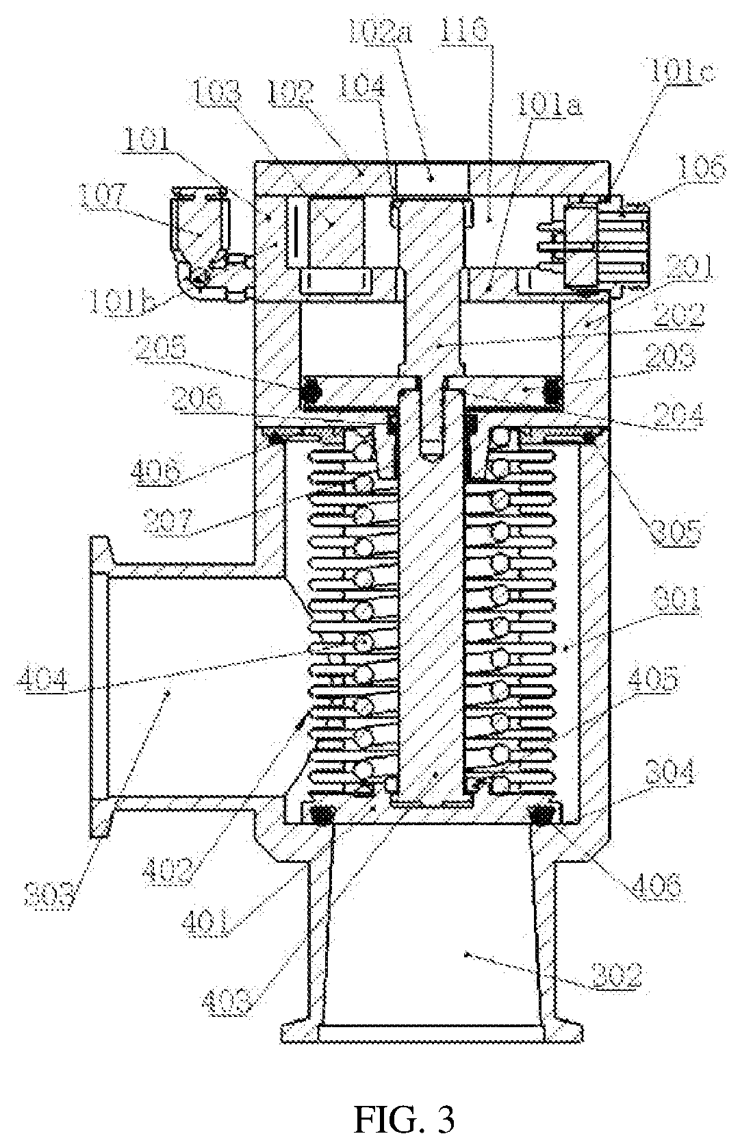 Patent US12326198 Figure 2 – Integration box and pneumatic high vacuum flapper valve