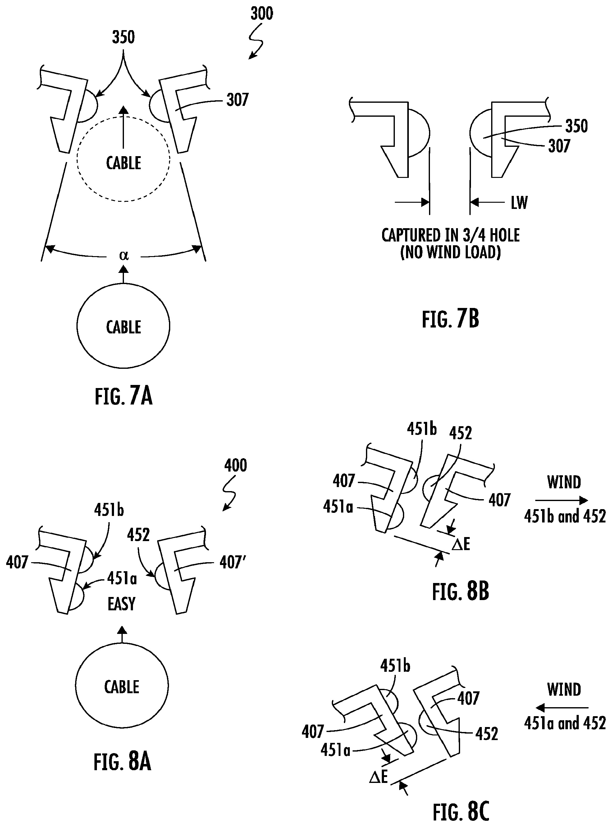 Patent US12326207 Figure 4 – Cable hanger with tying section and stabilizing members