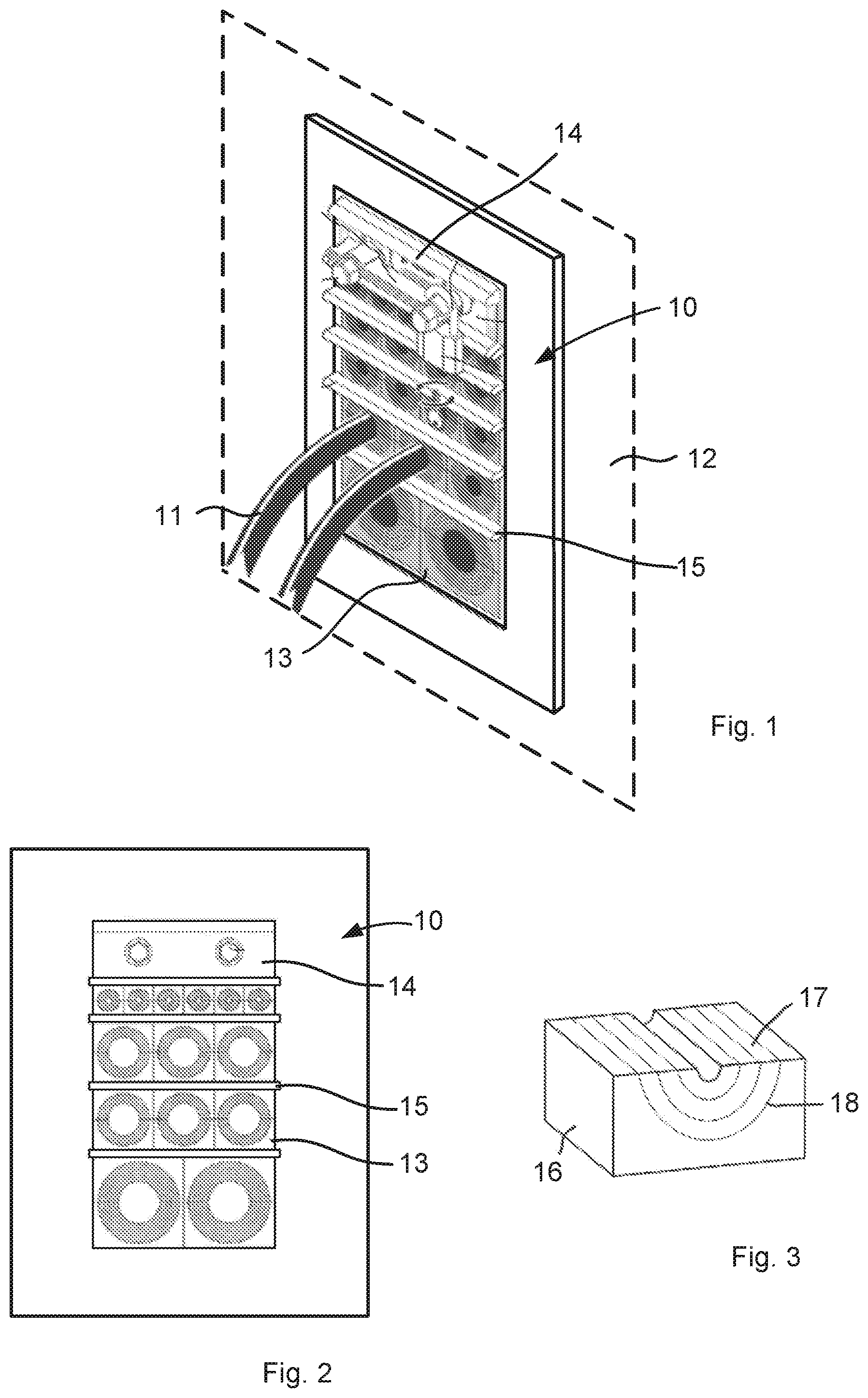 Patent US12326212 — Transit for passing cables and/or pipes through a partition opening and use of such a transit — Figure 1