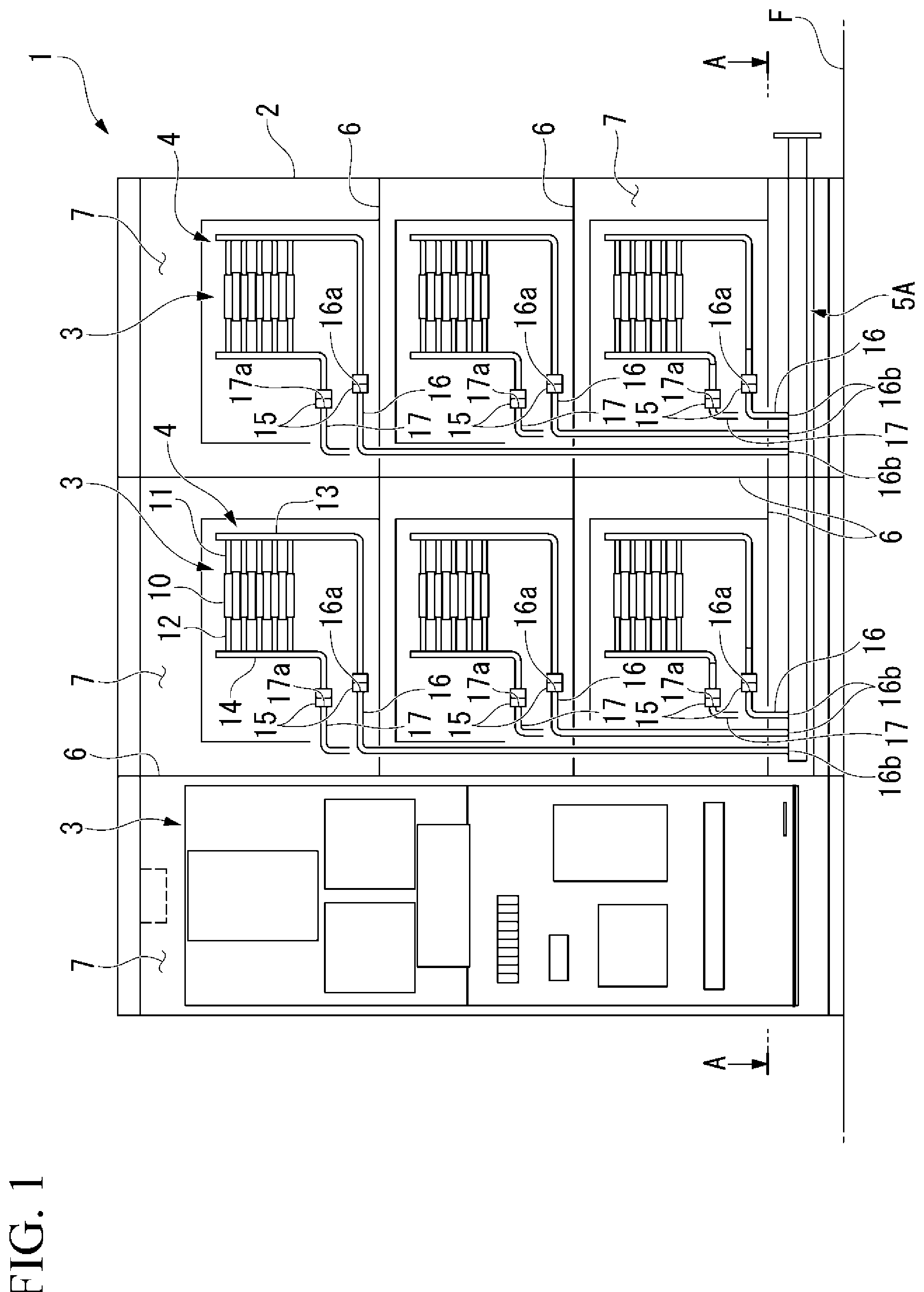 Patent US12326213 Figure 1 – Fluid check piping and electric power apparatus
