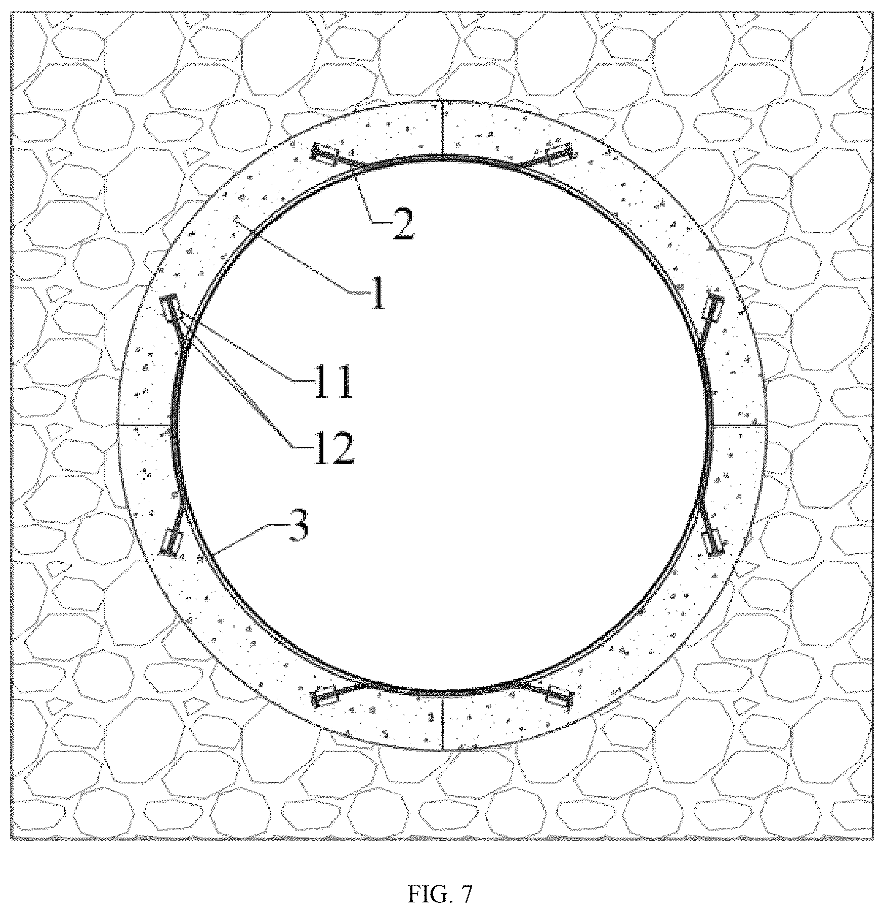 Patent US12326222 Figure 7 – Sealing structure of underground high-pressure gas storage and construction method thereof