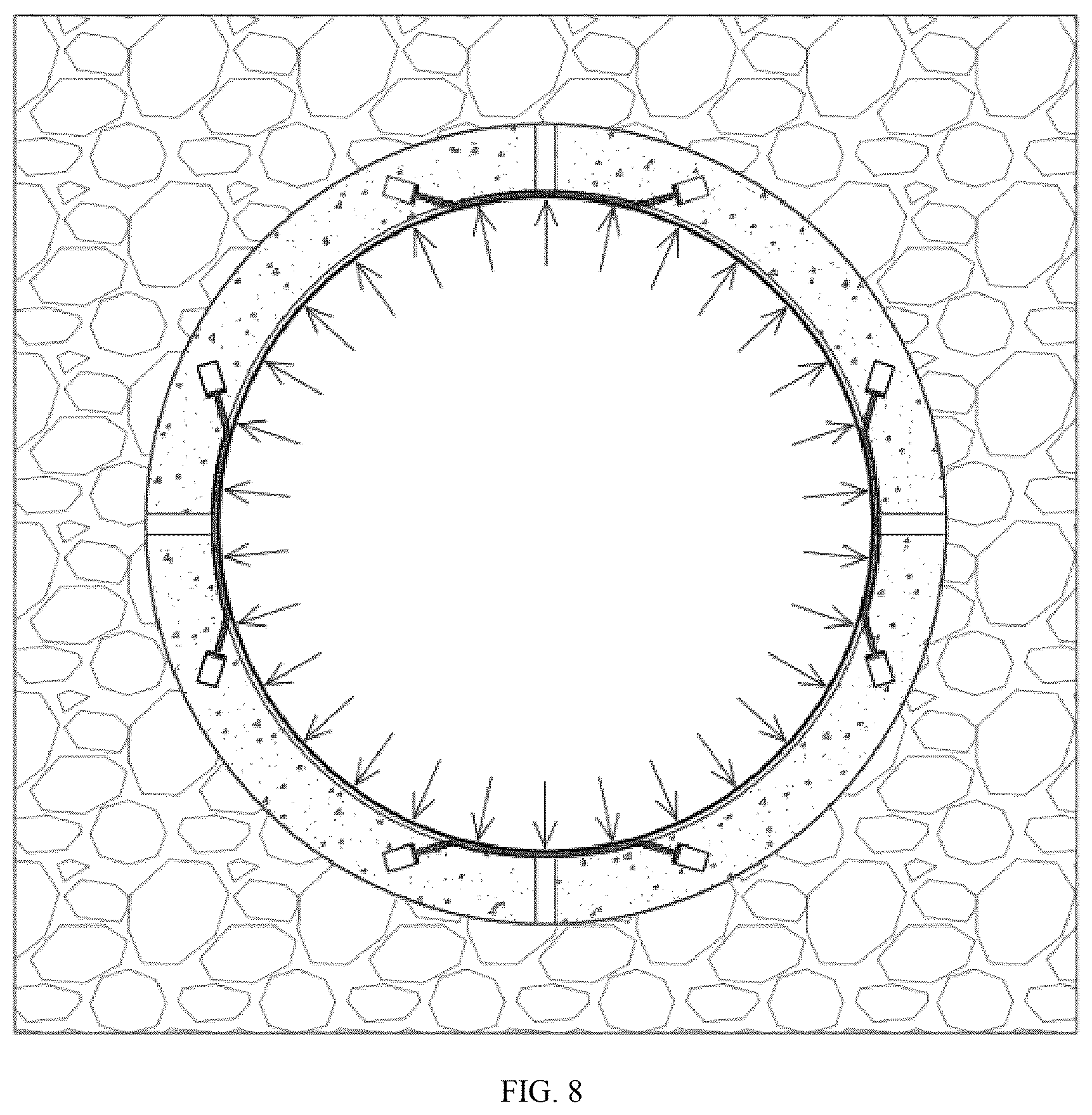 Patent US12326222 Figure 8 – Sealing structure of underground high-pressure gas storage and construction method thereof