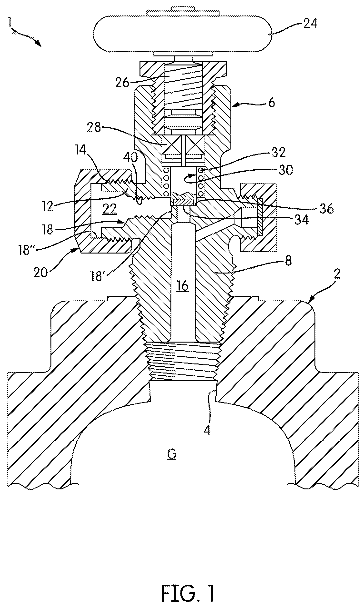 Patent US12326223 Figure 1 – Getter cartridge for toxic gases inside valves