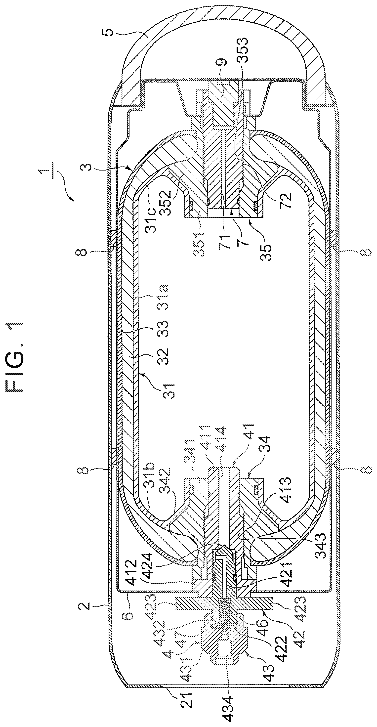 Patent US12326224 — High-pressure tank — Figure 1