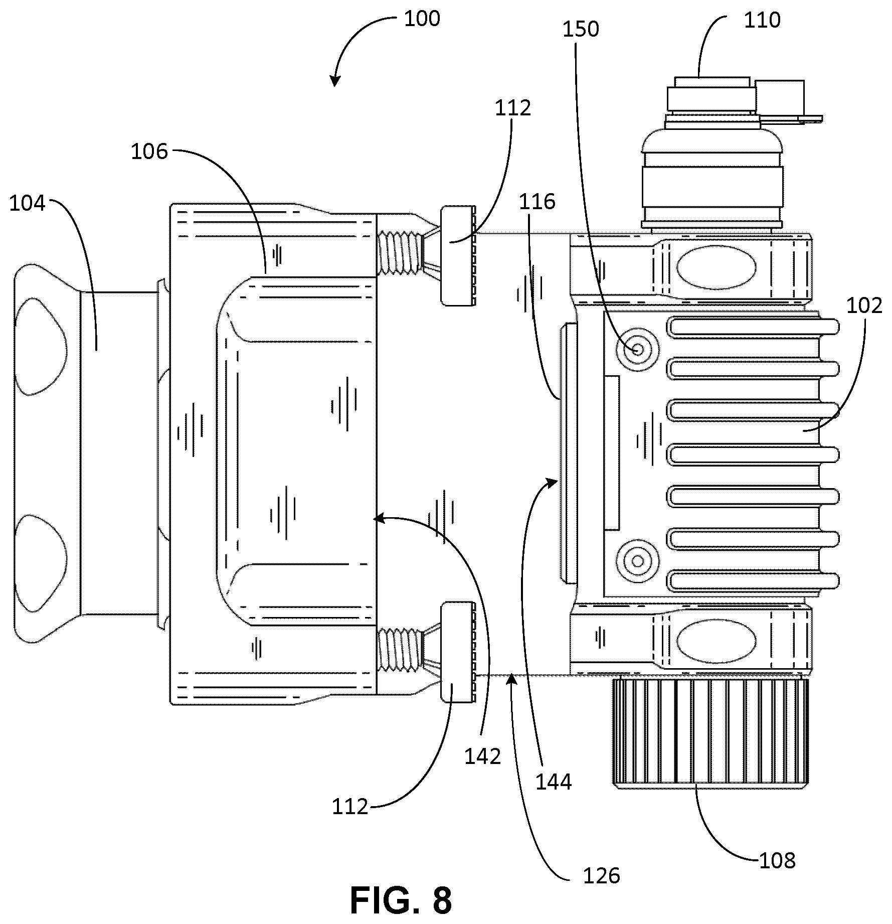 Patent US12326240 Figure 8 – Selectively attachable lighting devices and methods