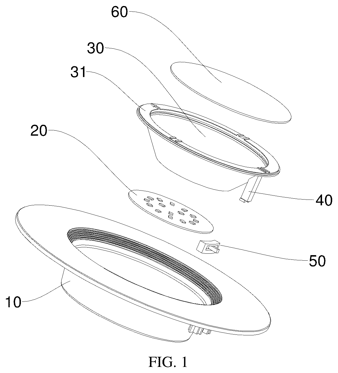 Patent US12326245 Figure 1 – Downlight with adjustable color temperature