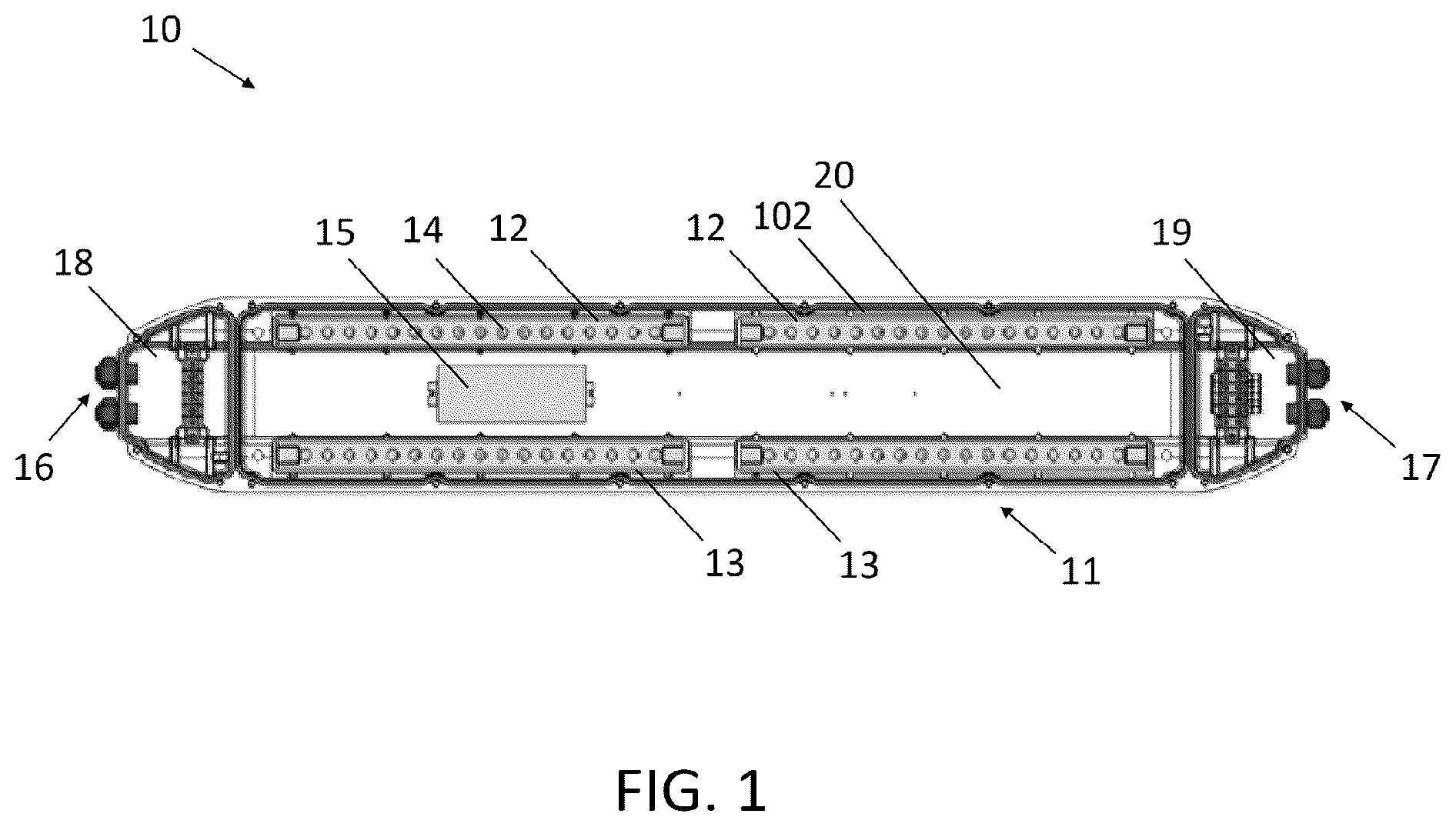 Patent US12326250 Figure 1 – Thermally managed hazardous location LED light fixture, assembly and methods without utilizing heat sinks
